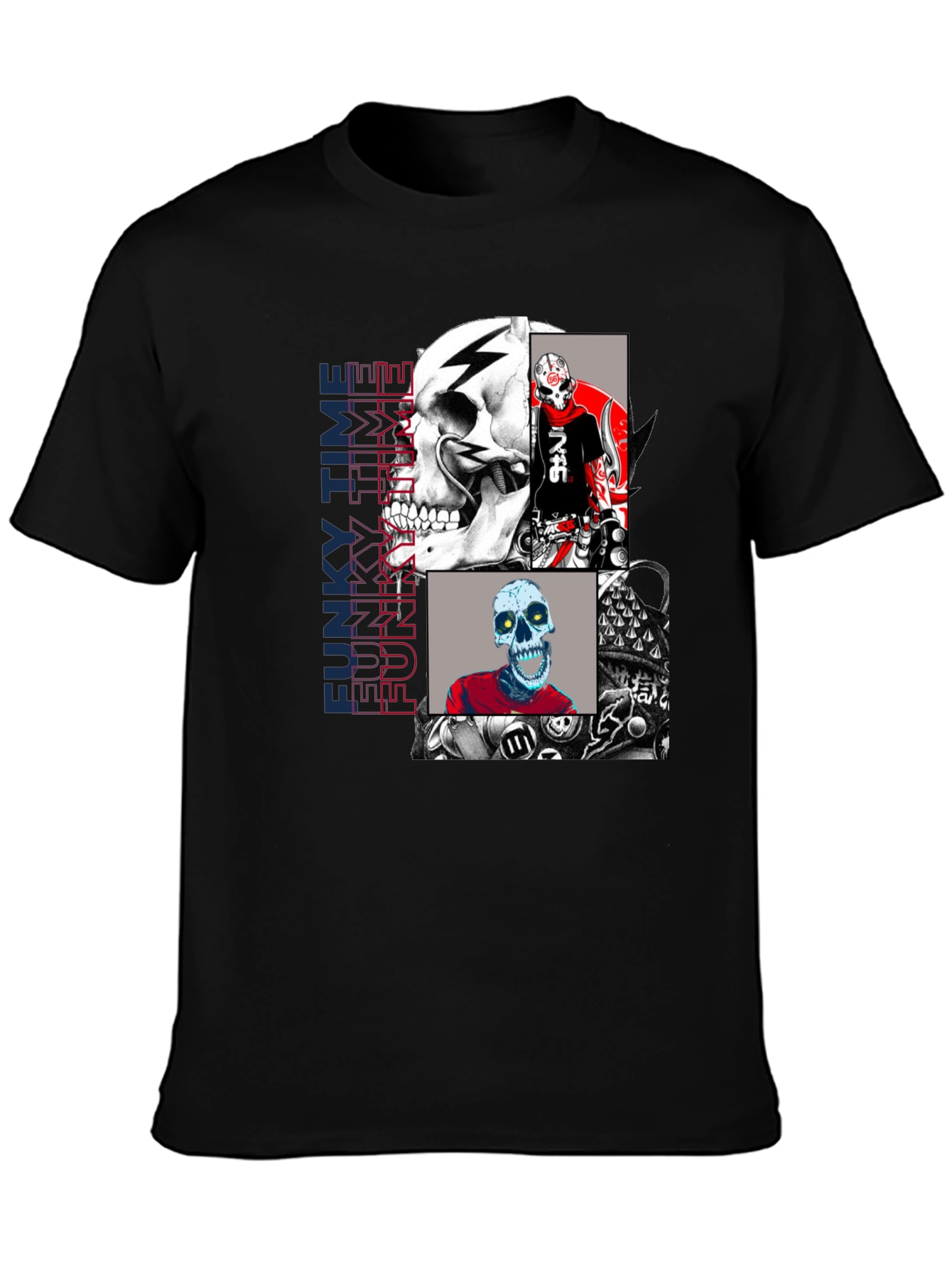 Funky Time Skull Graphic Tee - Mens Fashion