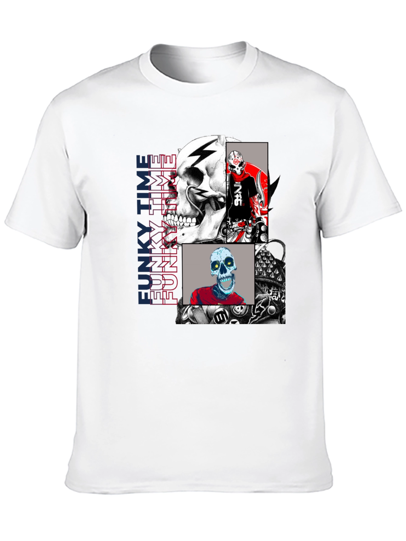 Funky Time Skull Graphic Tee - Mens Fashion