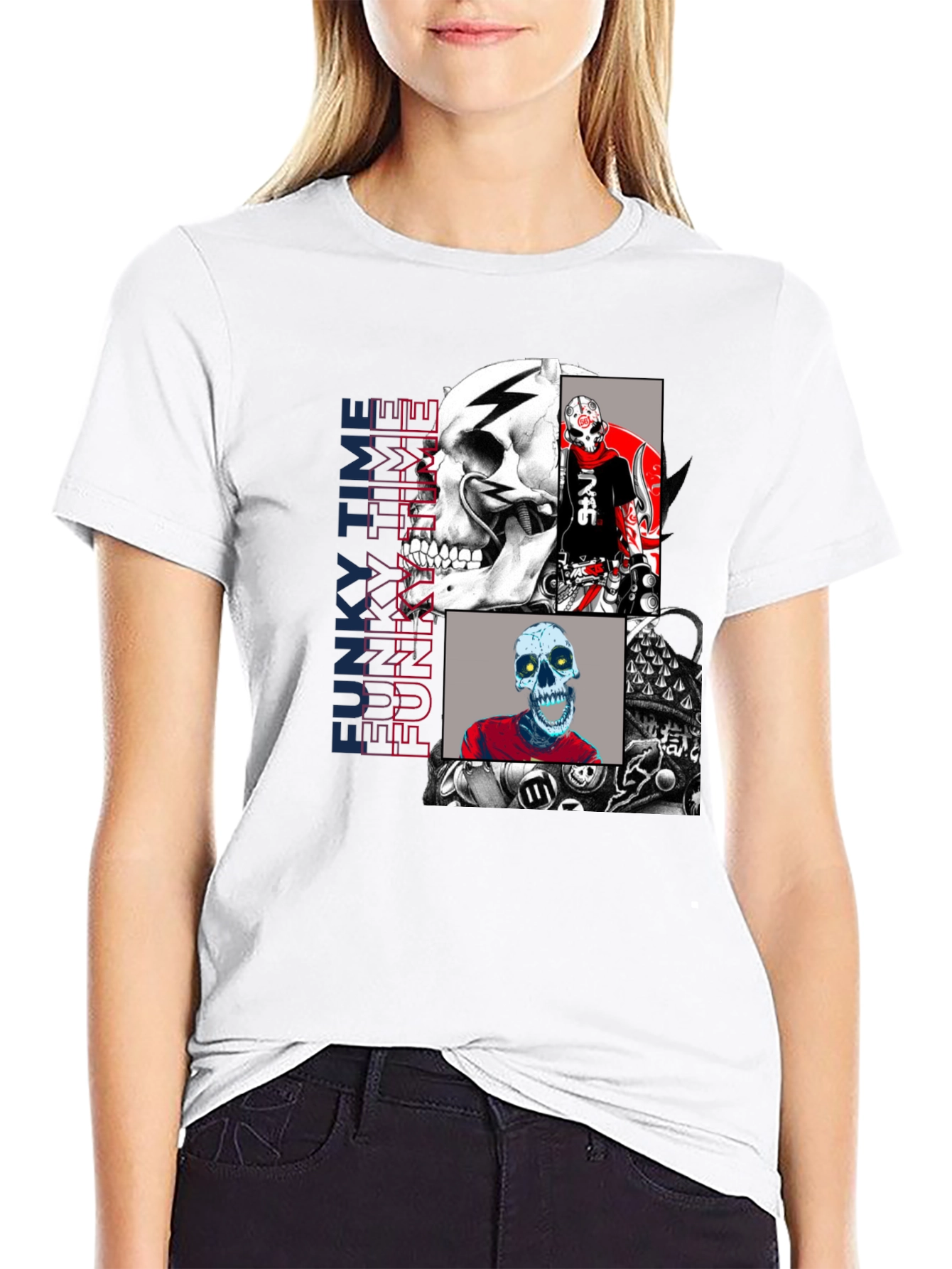 Funky Time Skull Graphic Tee - Mens Fashion