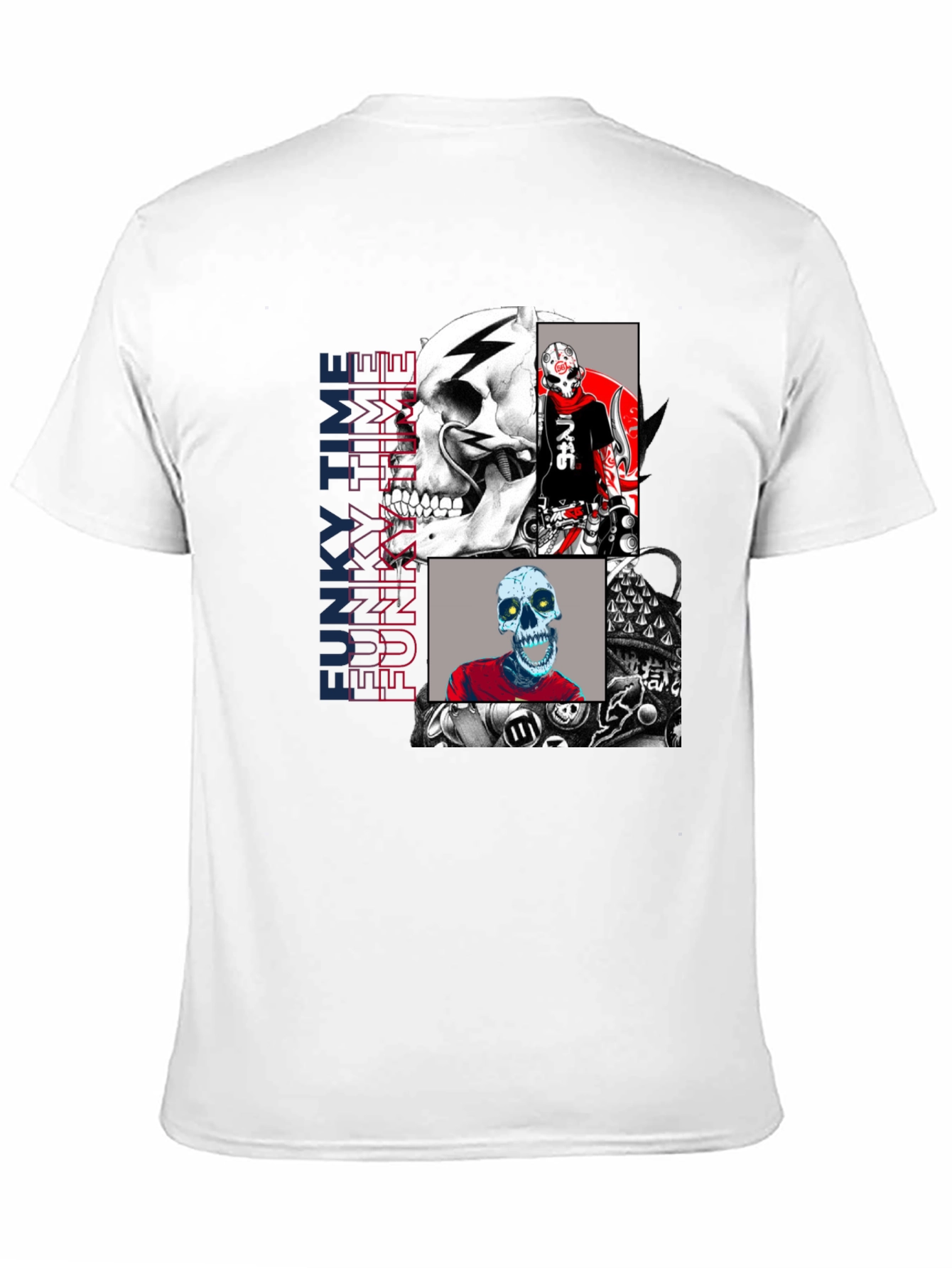 Funky Time Skull Graphic Tee - Mens Fashion