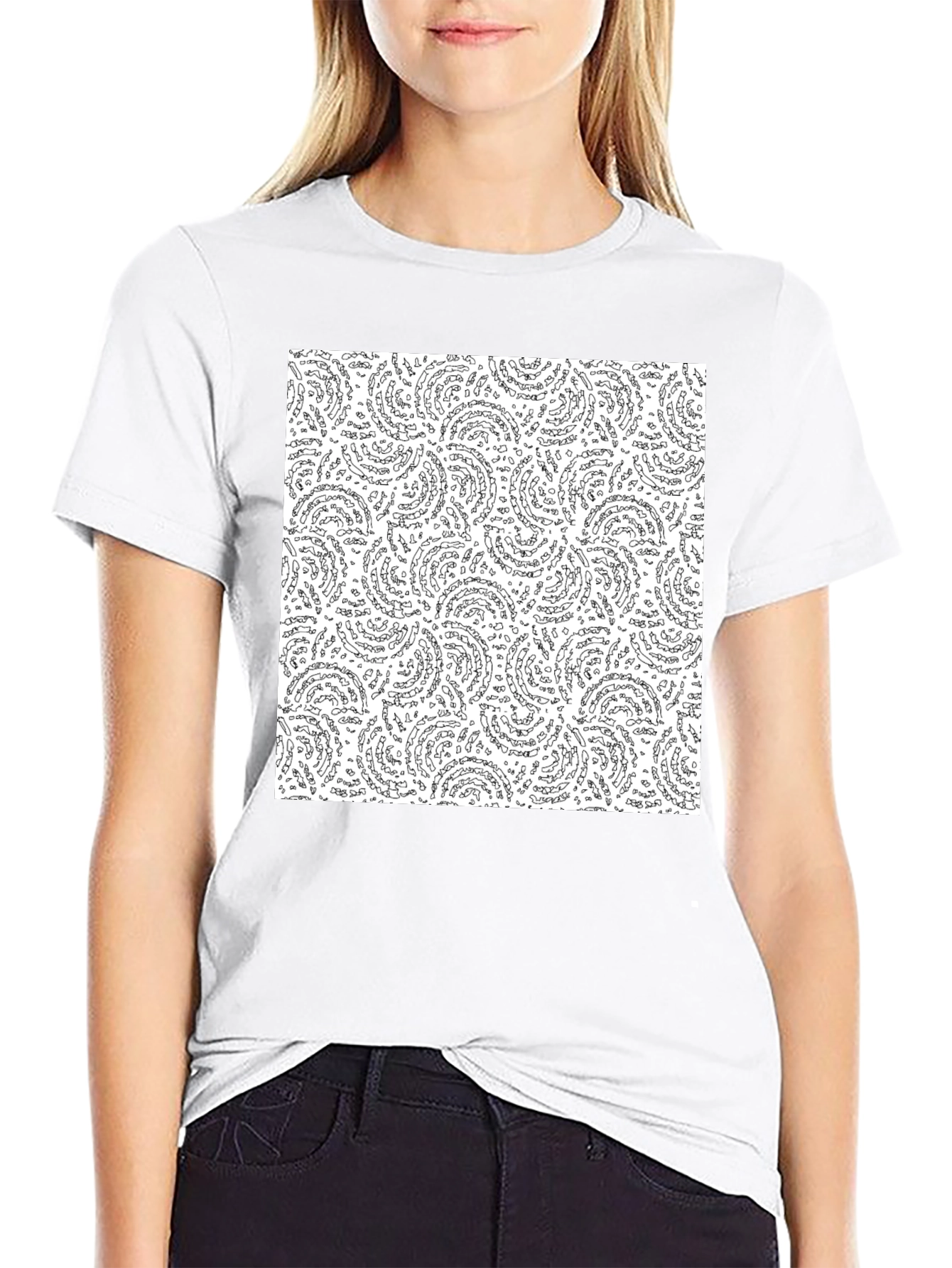 Abstract Swirl Pattern Black T-Shirt