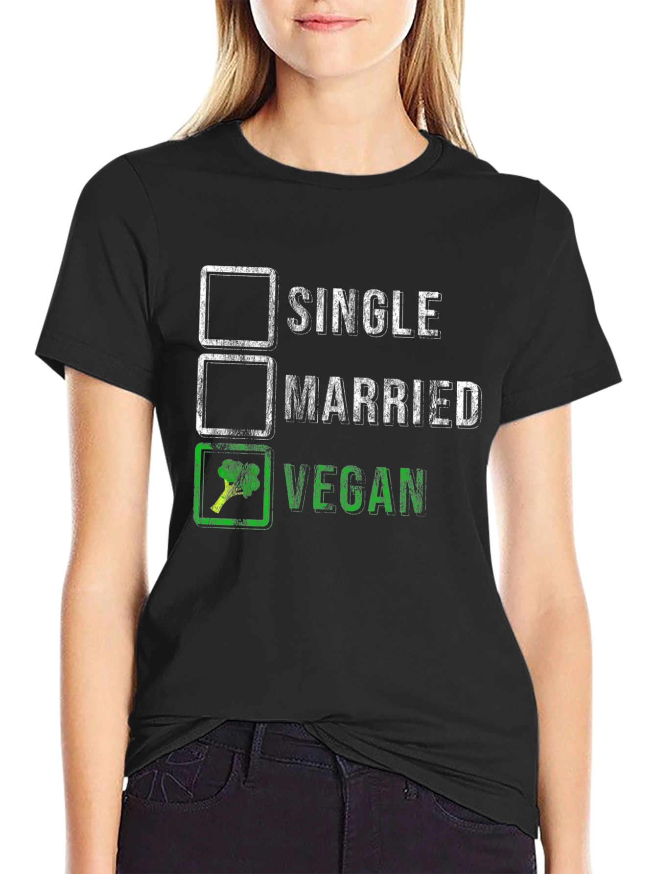 Vegan T-Shirt: Single Married Vegan Checklist