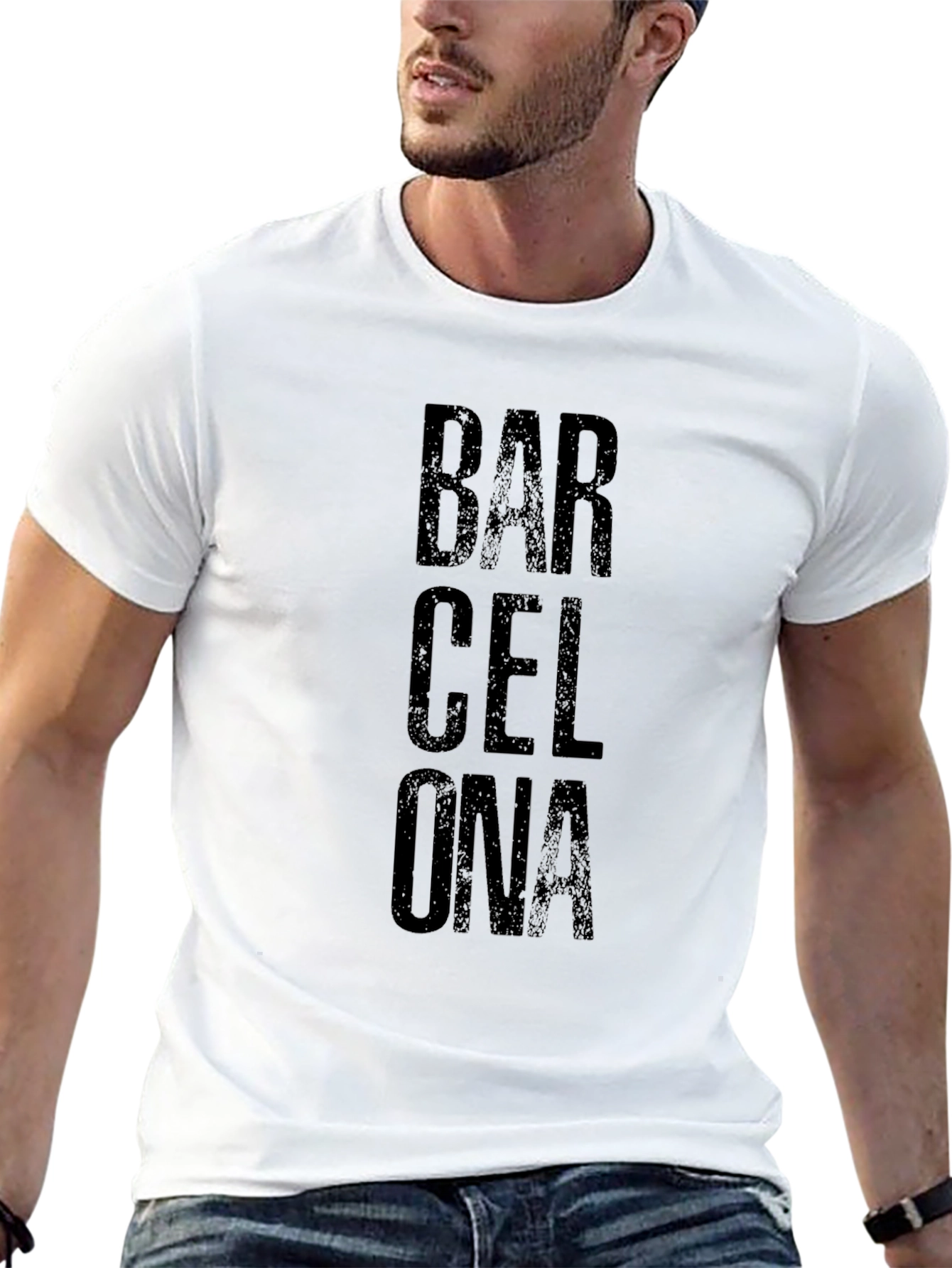 Barcelona Graphic Print Mens Black T-Shirt
