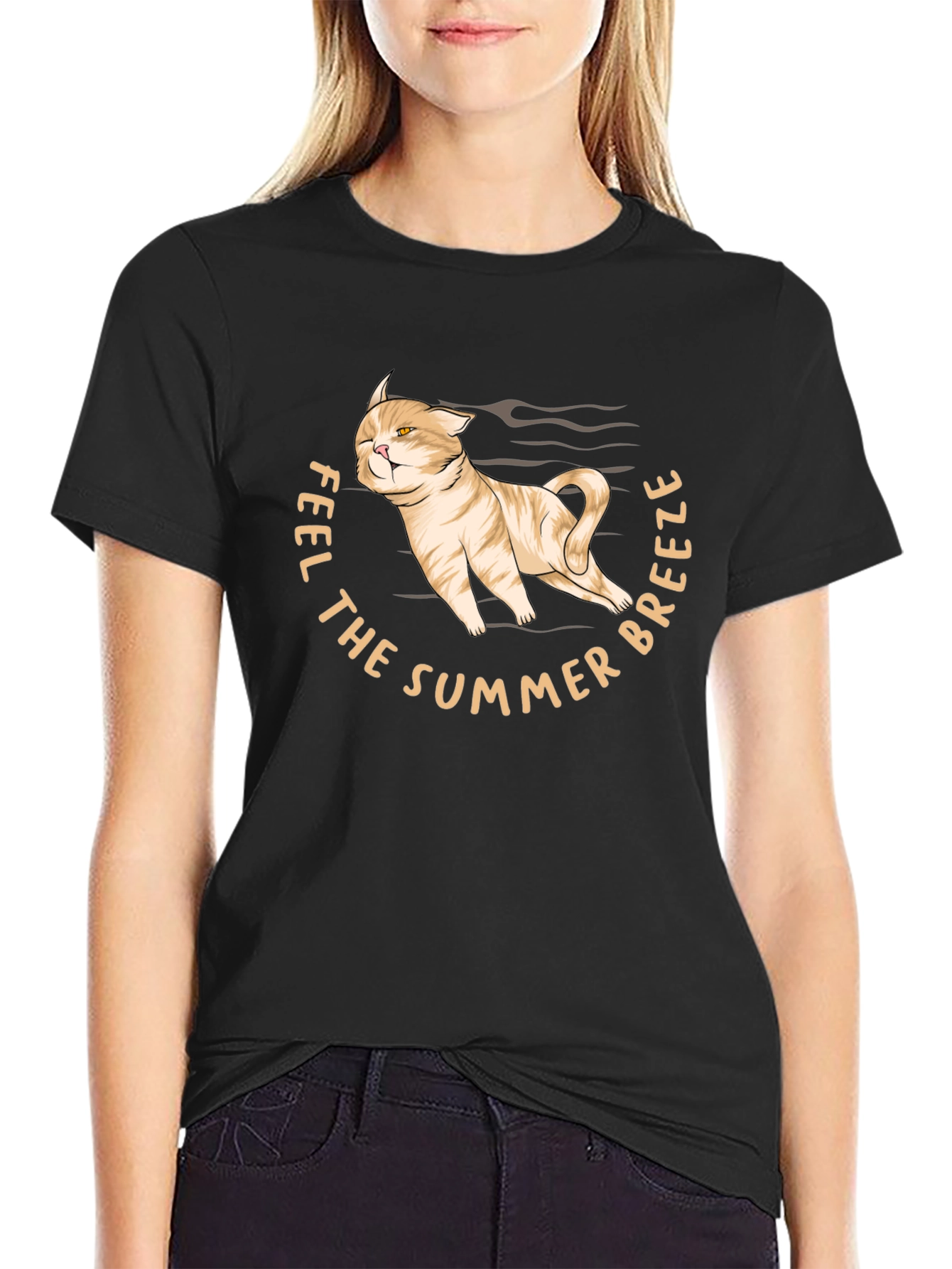 Feel The Summer Breeze Cat Graphic T-Shirt