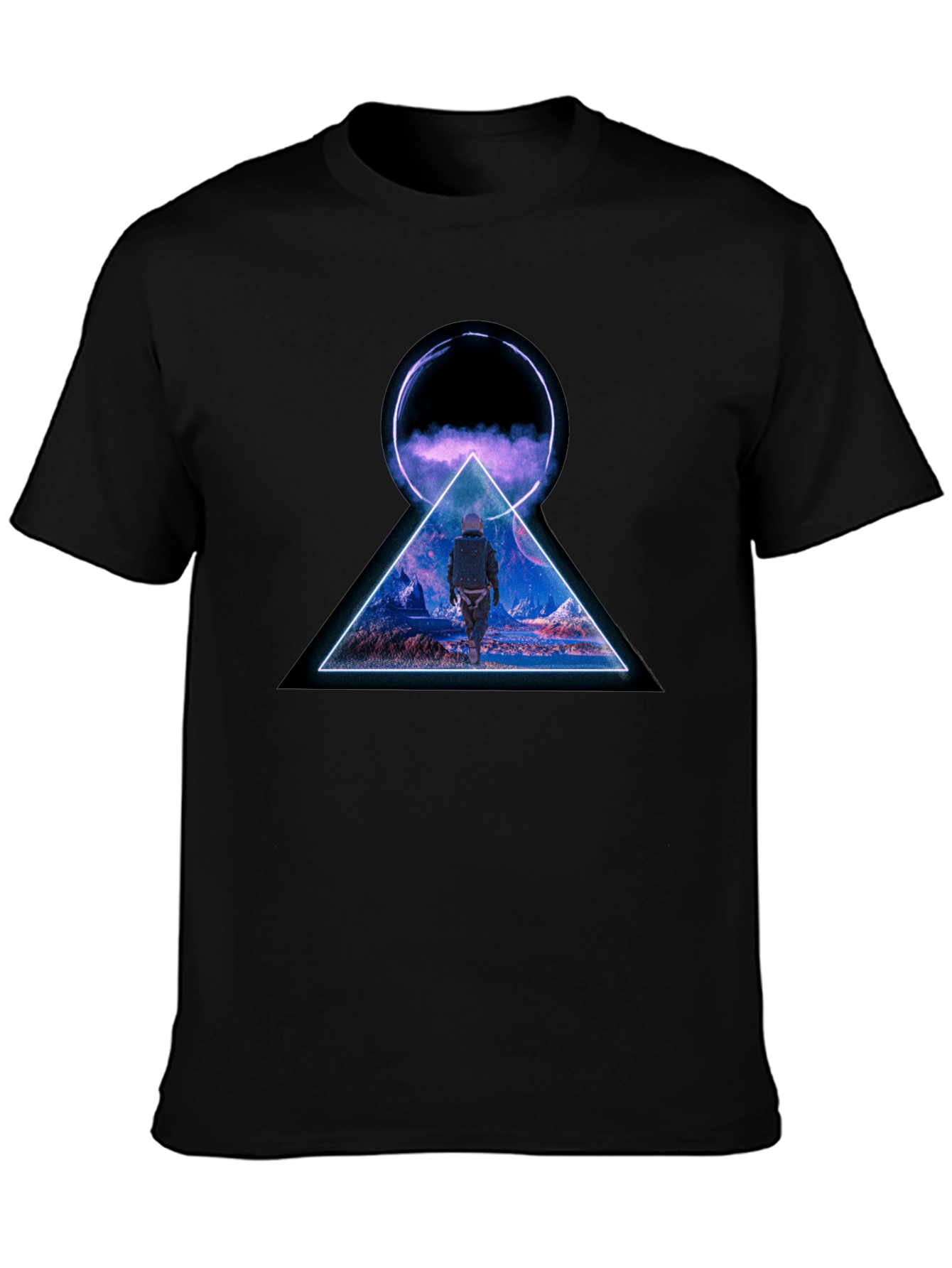 Abstract Geometric Graphic Print Black T-Shirt