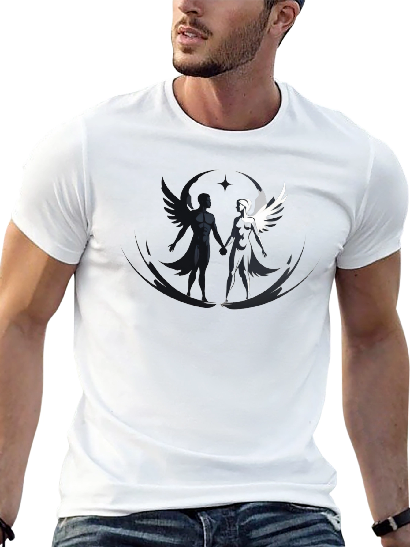 Yin Yang Angel & Demon Graphic Tee