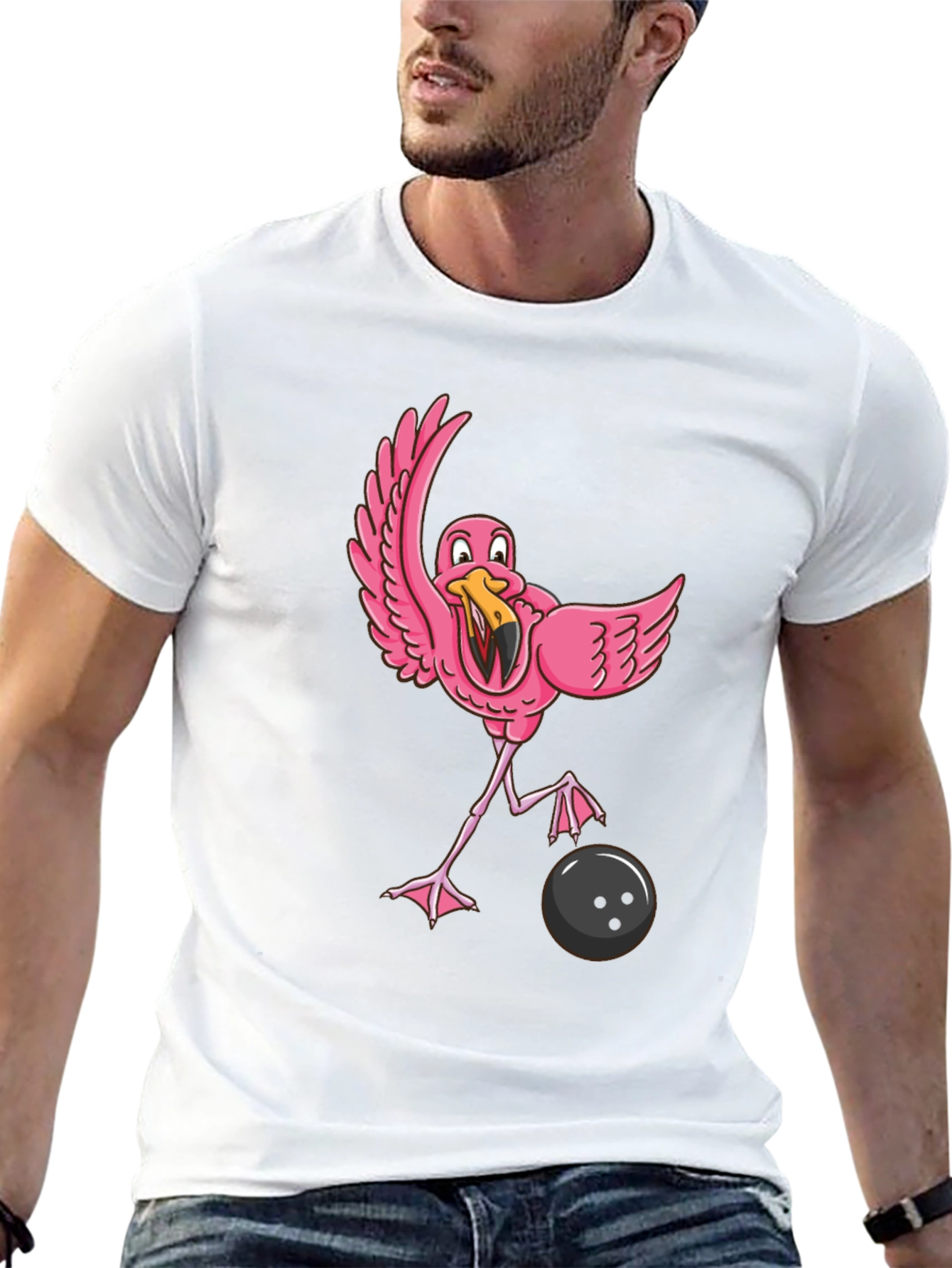 Flamingo Bowling Black T-Shirt