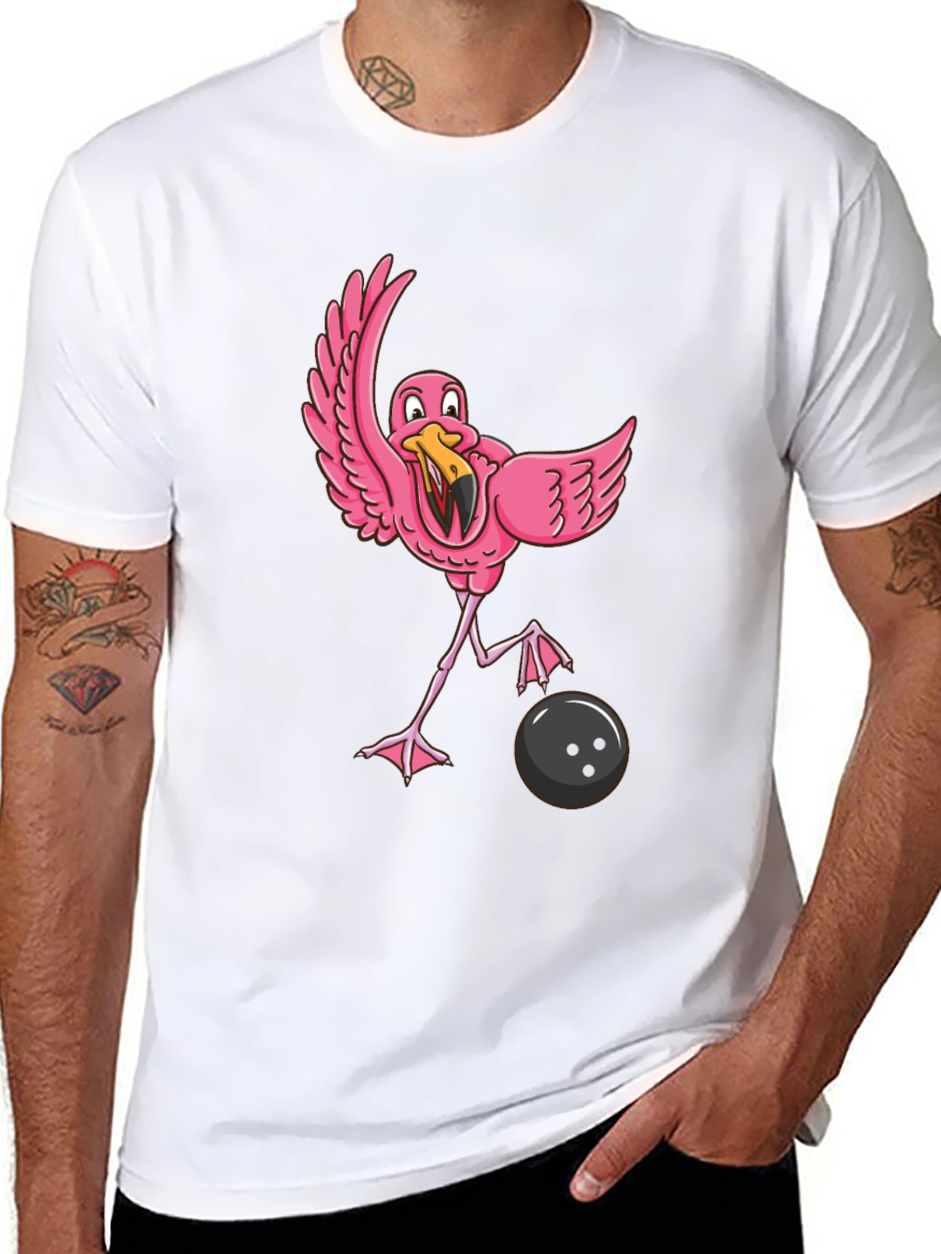 Flamingo Bowling Black T-Shirt