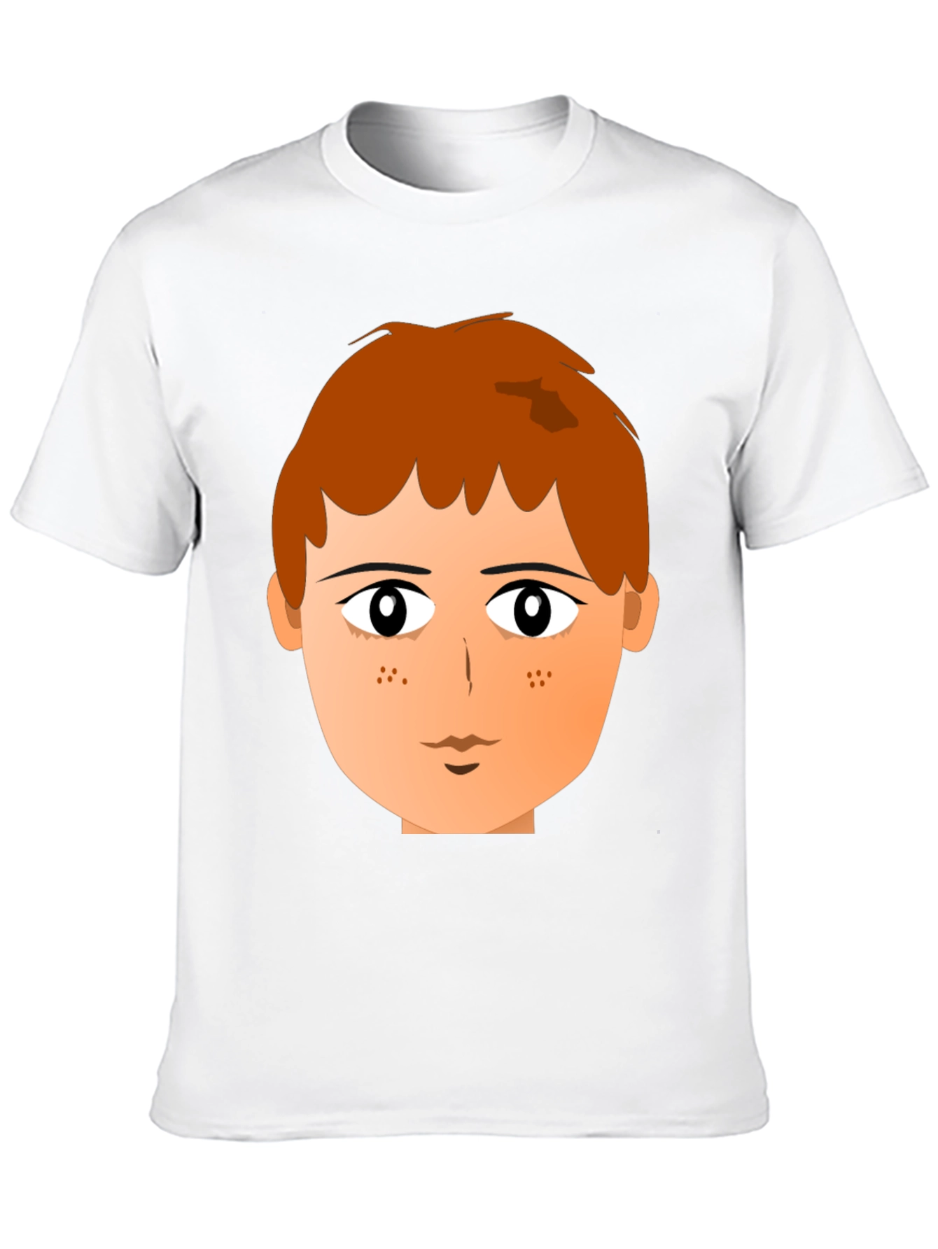 Cartoon Boy Face Graphic Print Black Tee