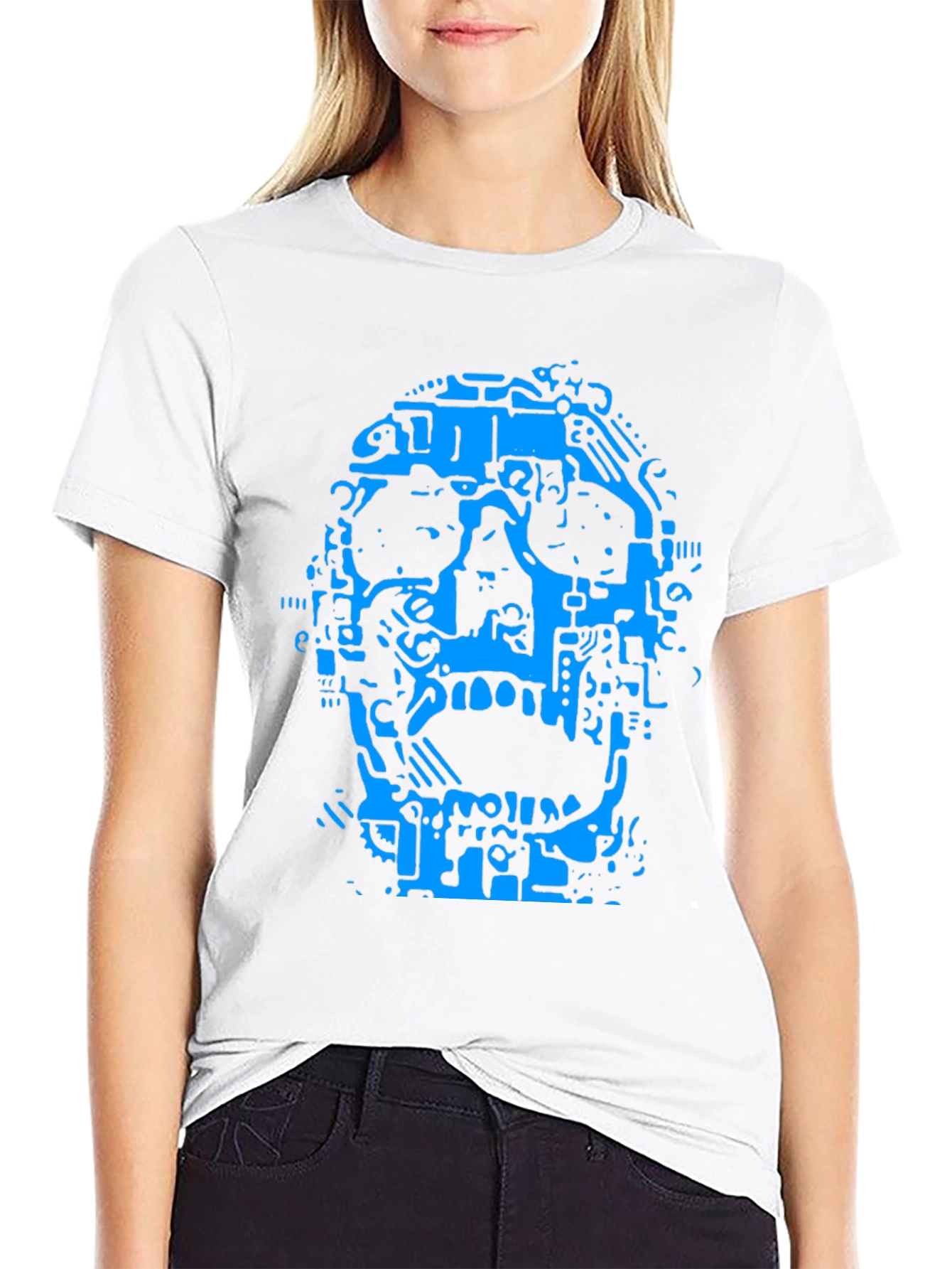 Abstract Skull Graphic T-Shirt - Black