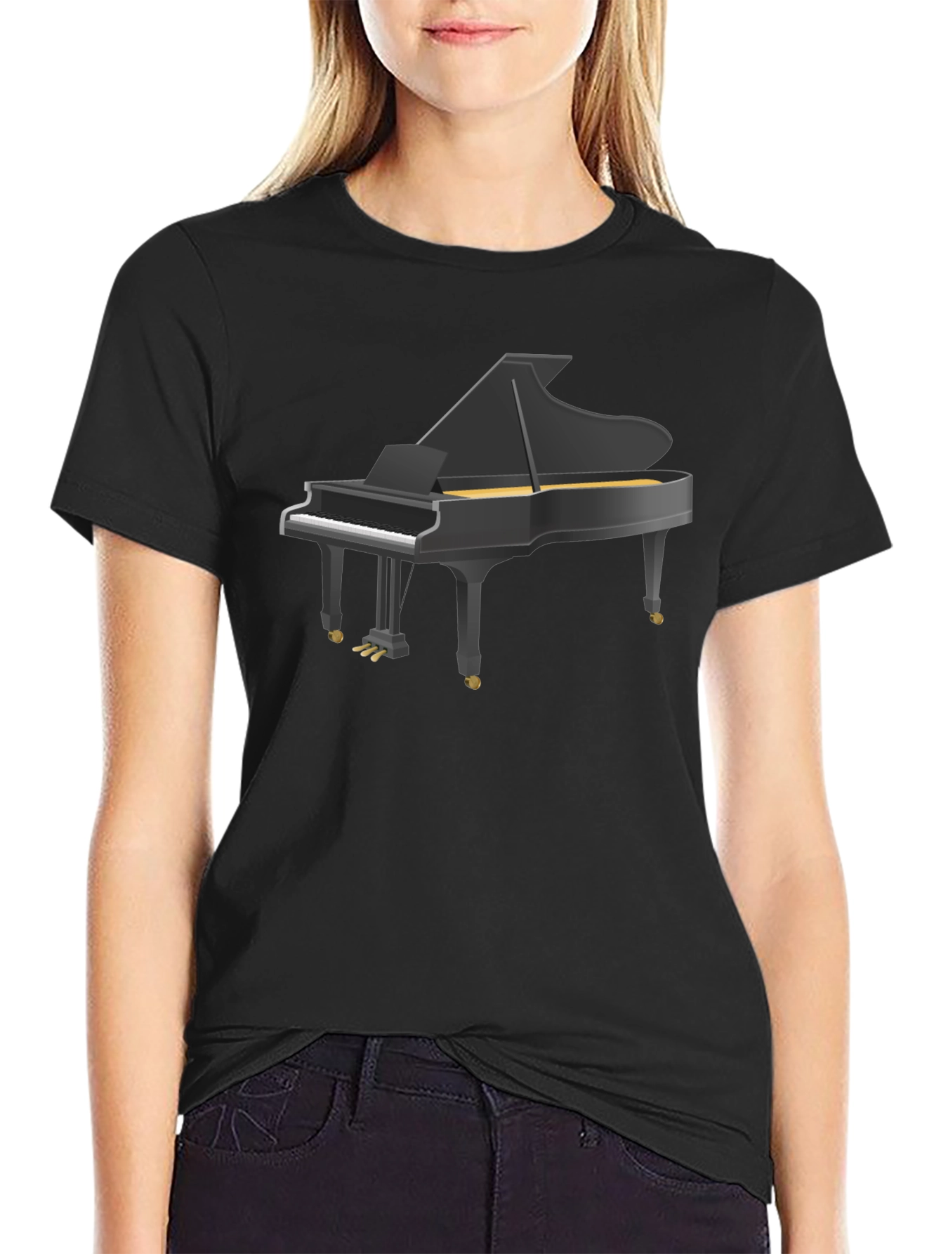 Grand Piano Graphic Tee - Classic Musical Style