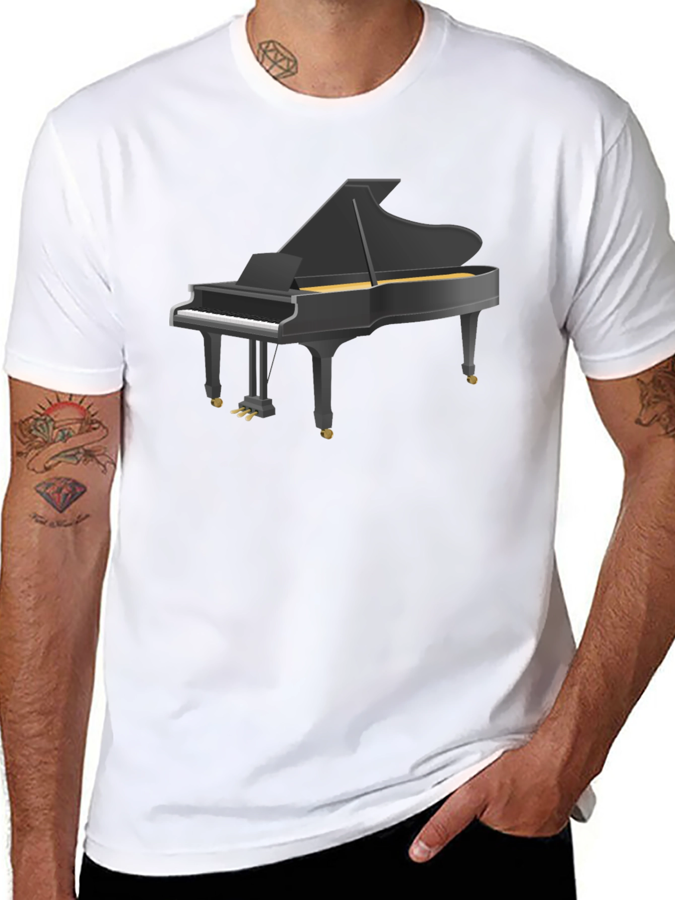 Grand Piano Graphic Tee - Classic Musical Style