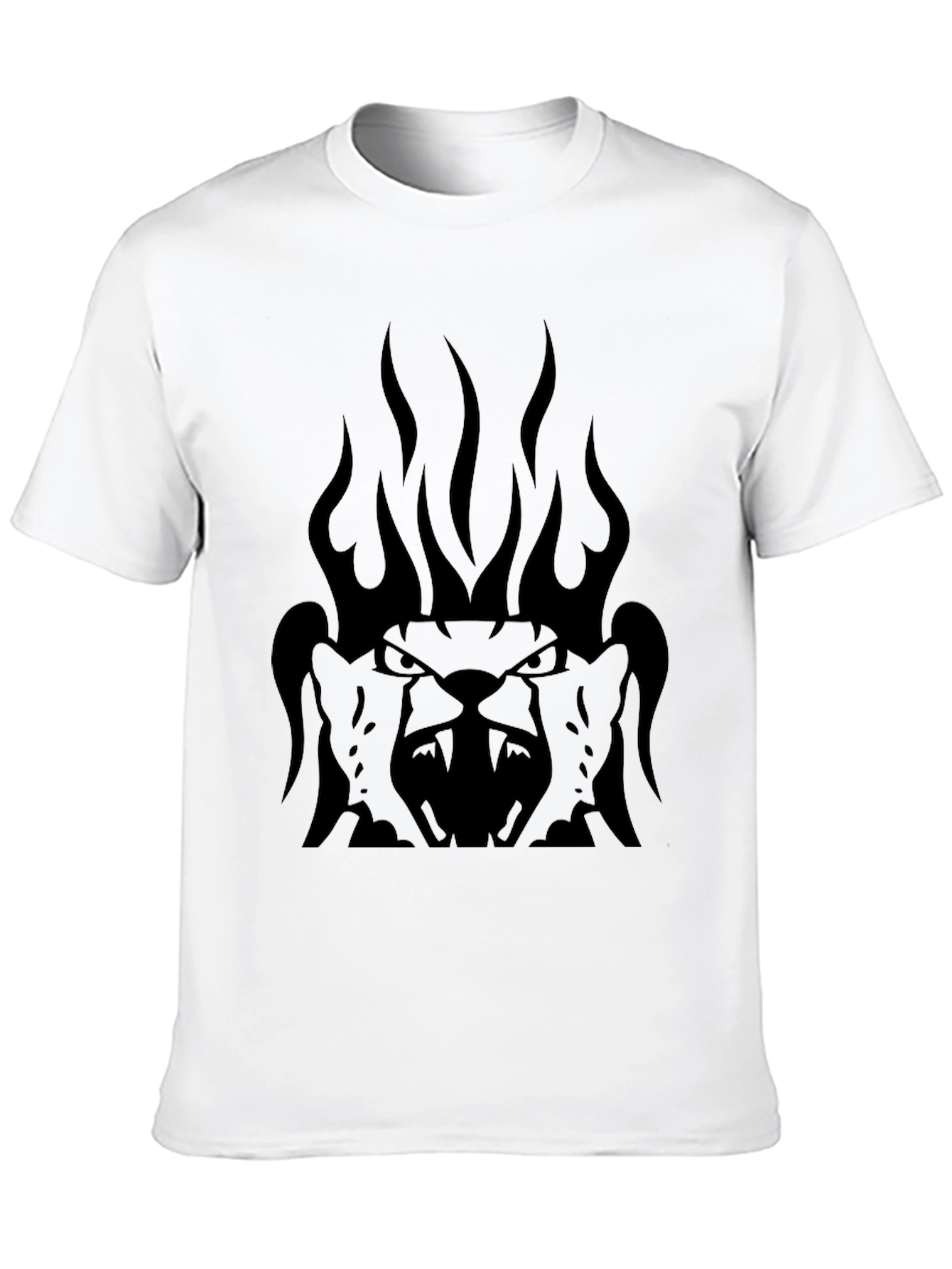 Mens Black Graphic Tee - Fiery Lion