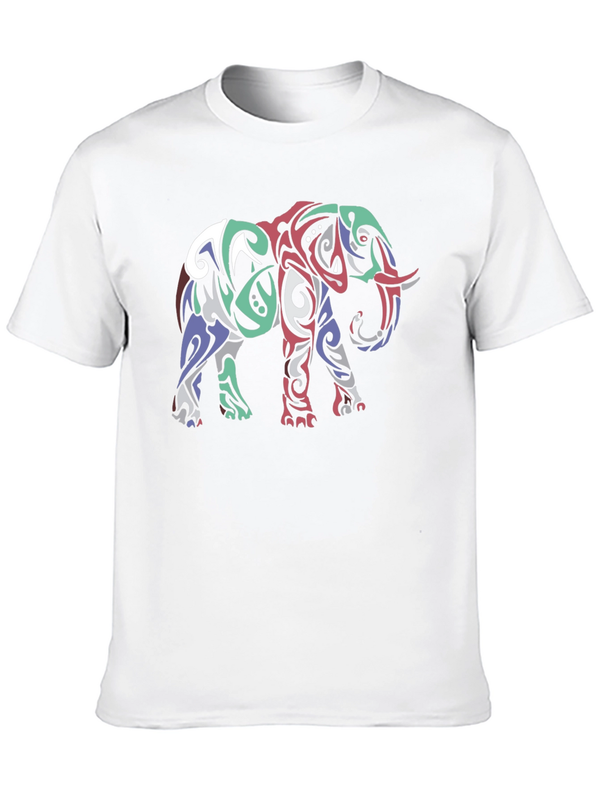 Elephant Tribal Print Black T-Shirt