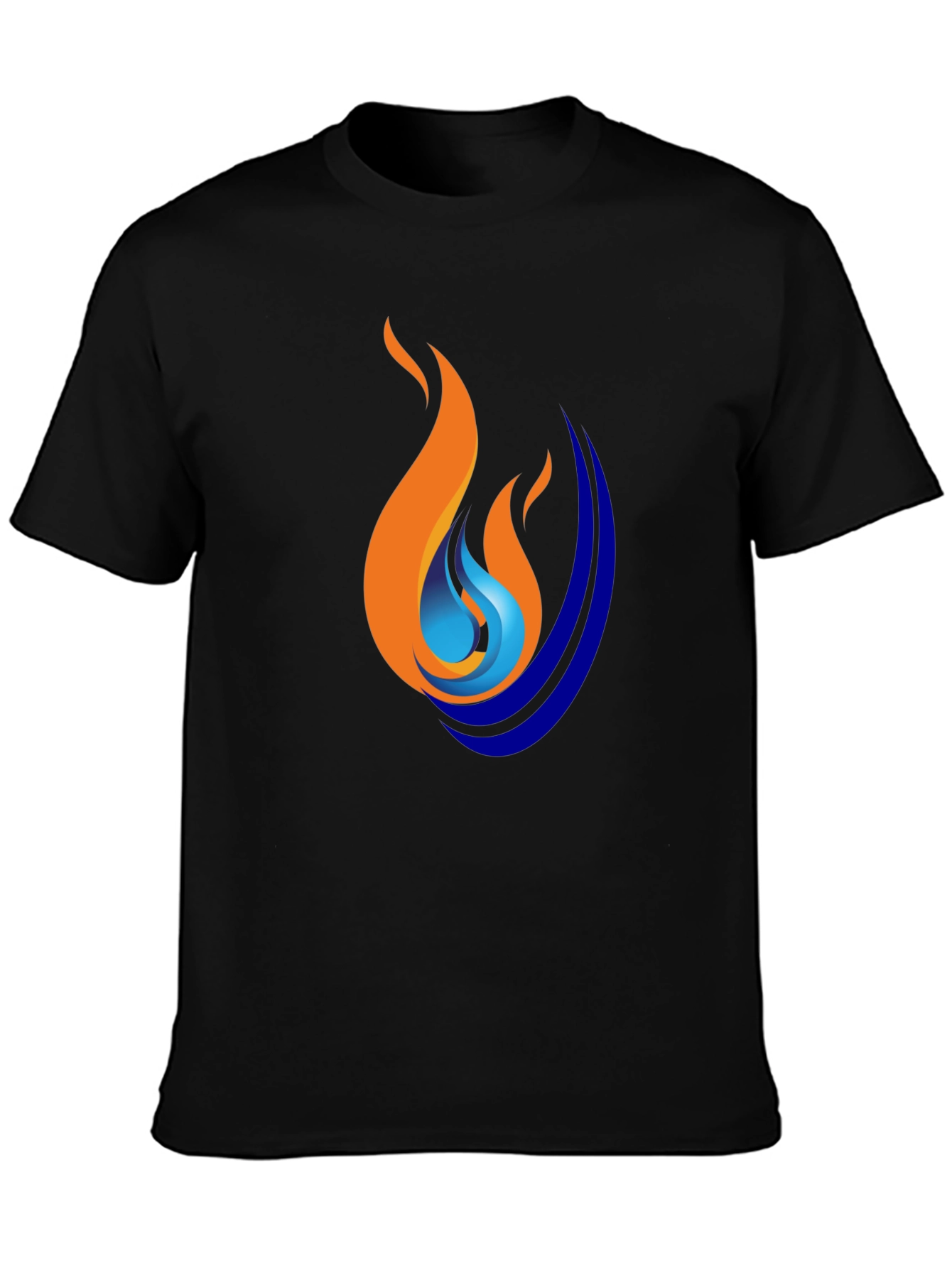 Flame & Wave Graphic Black T-Shirt
