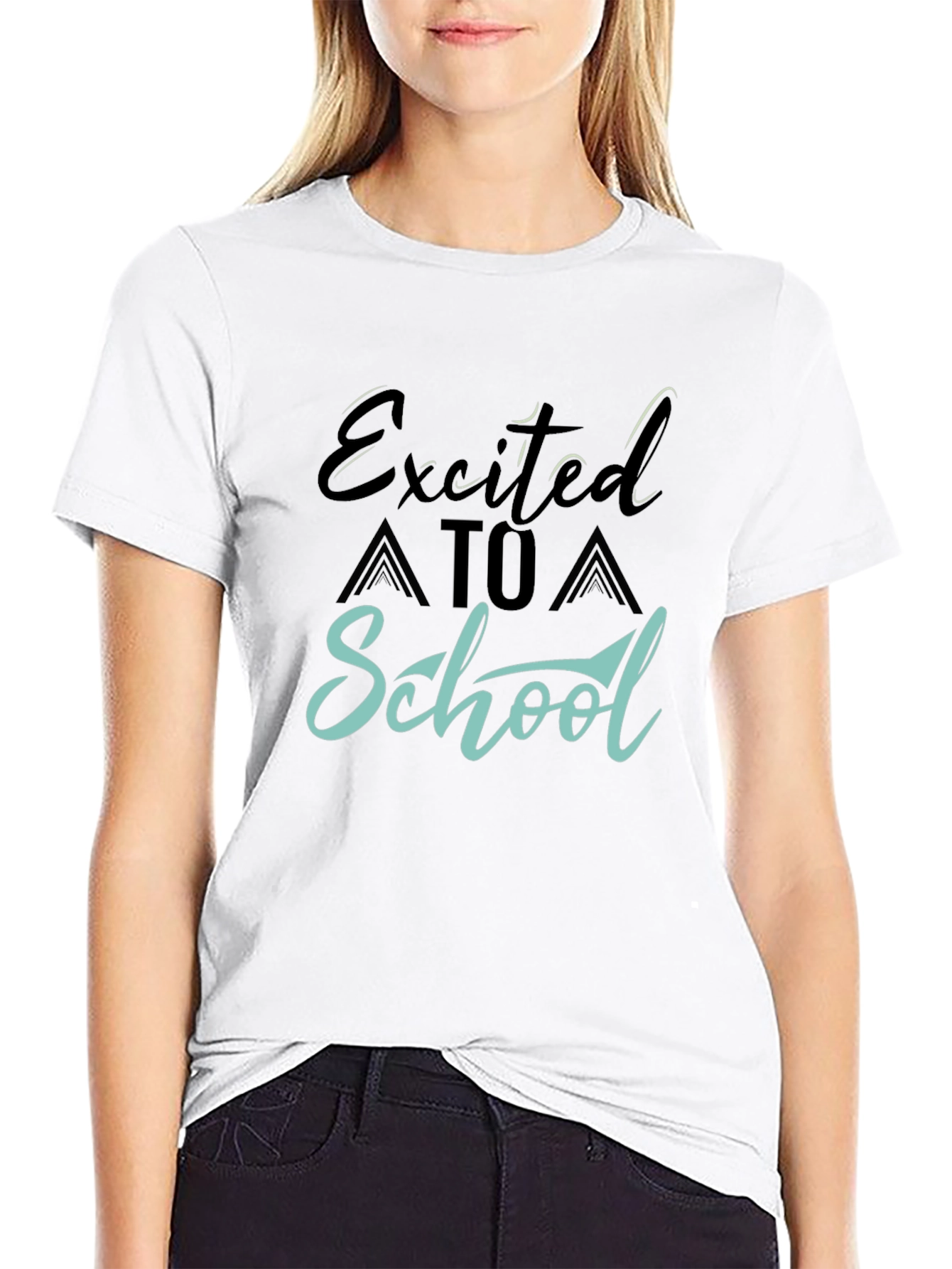 Excited to School Graphic Tee - Black