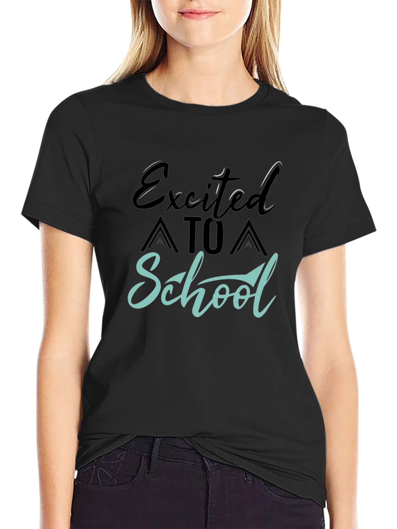 Excited to School Graphic Tee - Black