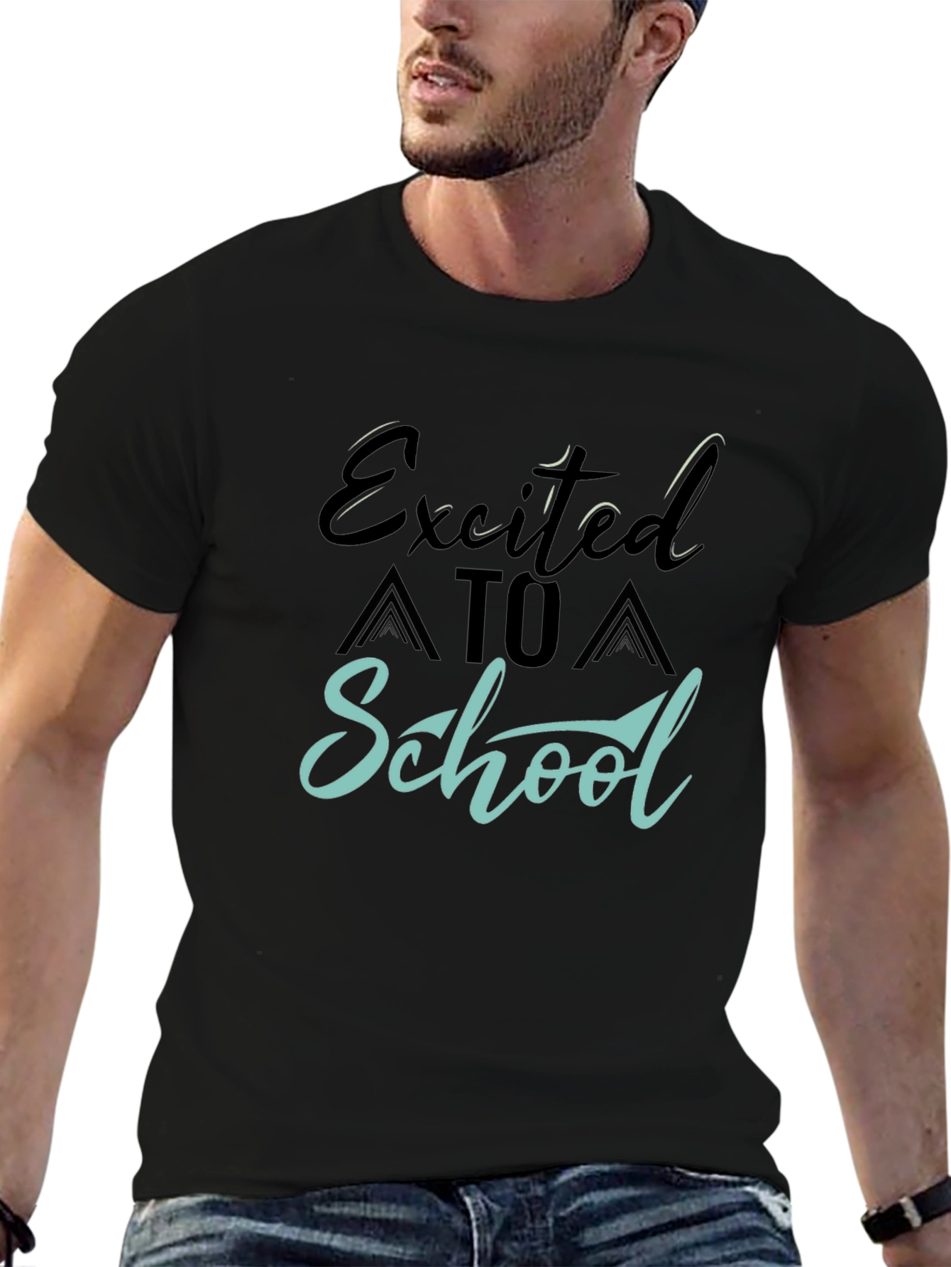Excited to School Graphic Tee - Black