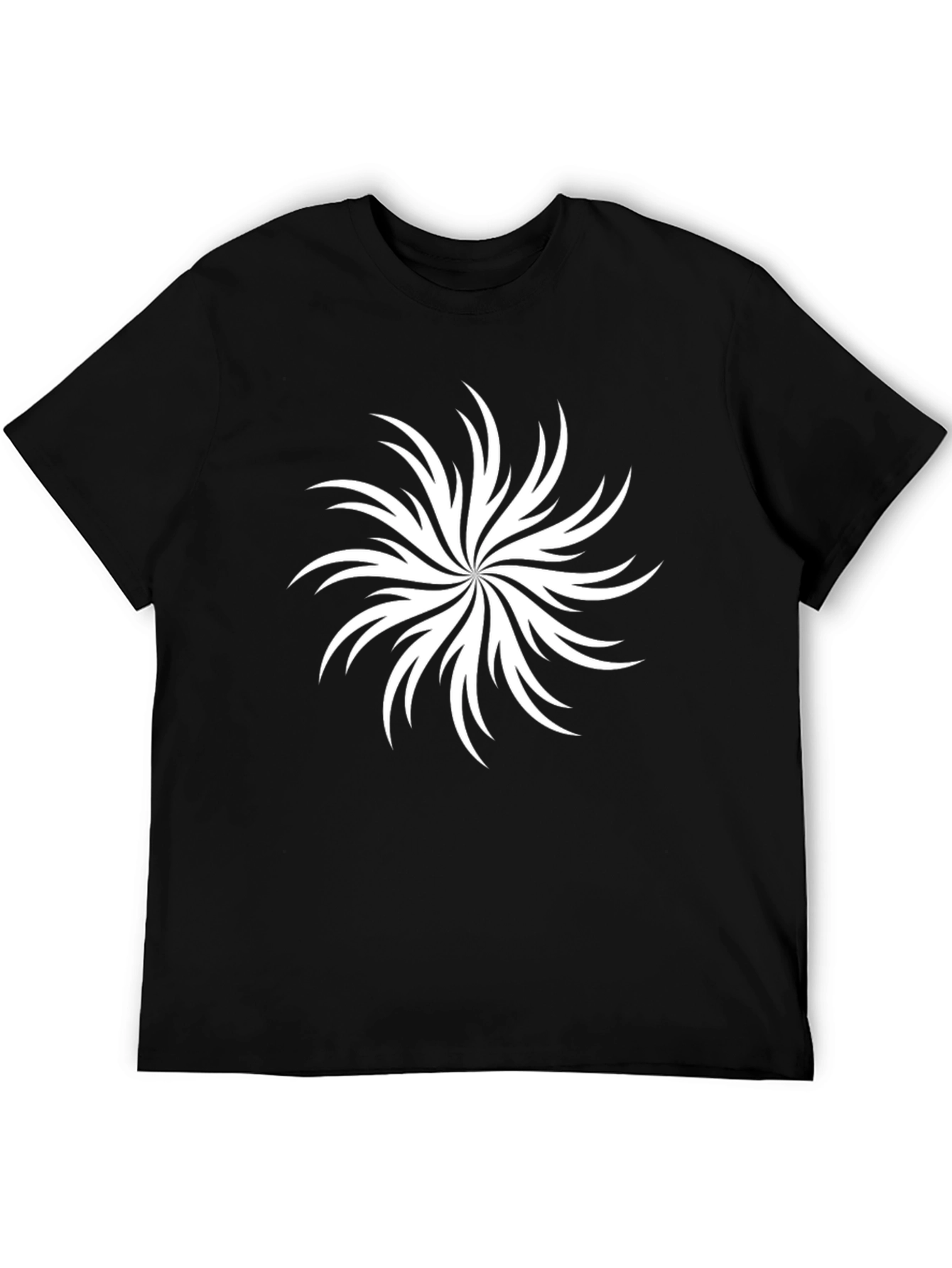 Abstract White Swirl Graphic Black T-Shirt