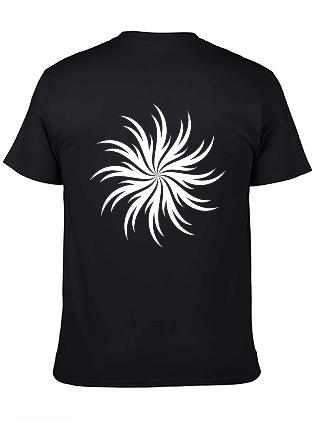 Abstract White Swirl Graphic Black T-Shirt