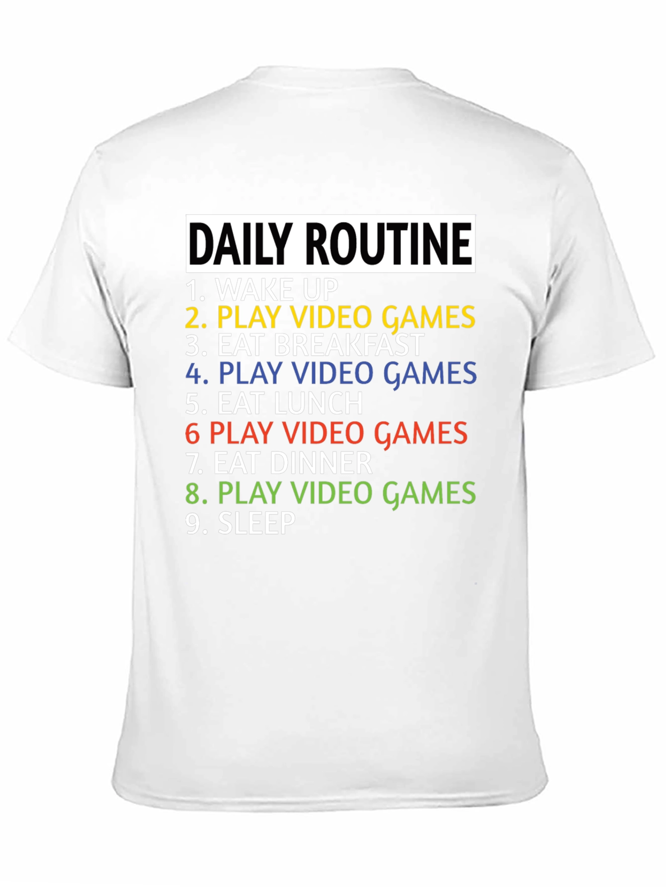 Gamer Daily Routine T-Shirt - Funny Gaming Tee