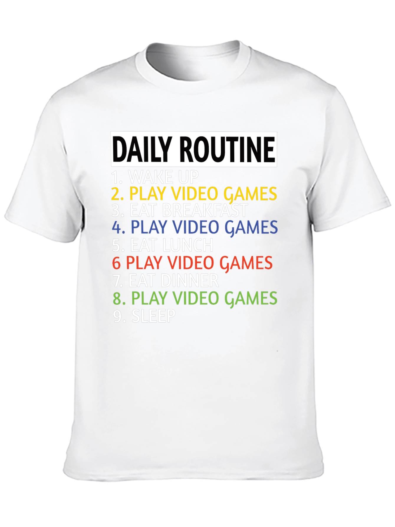 Gamer Daily Routine T-Shirt - Funny Gaming Tee