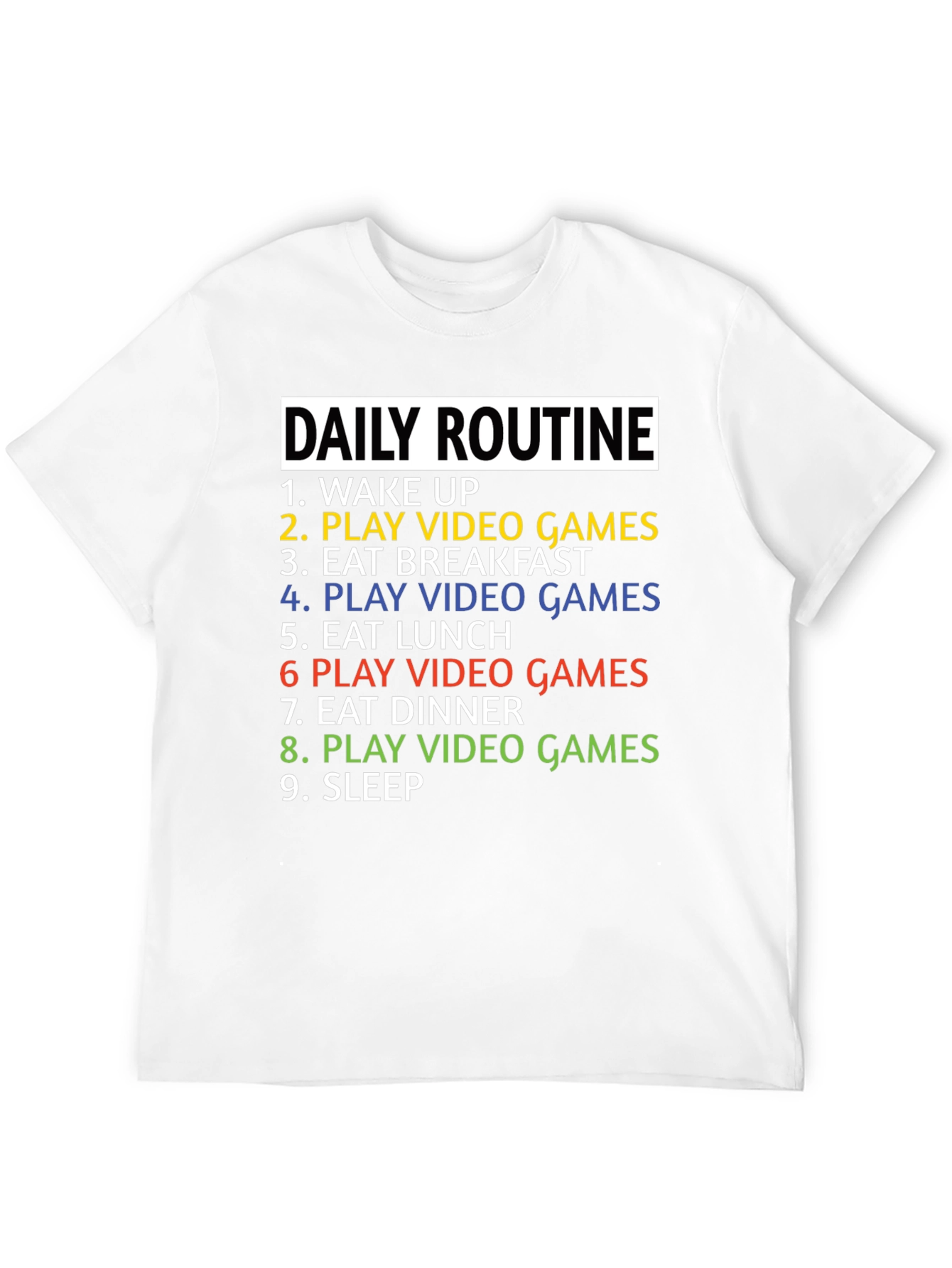 Gamer Daily Routine T-Shirt - Funny Gaming Tee