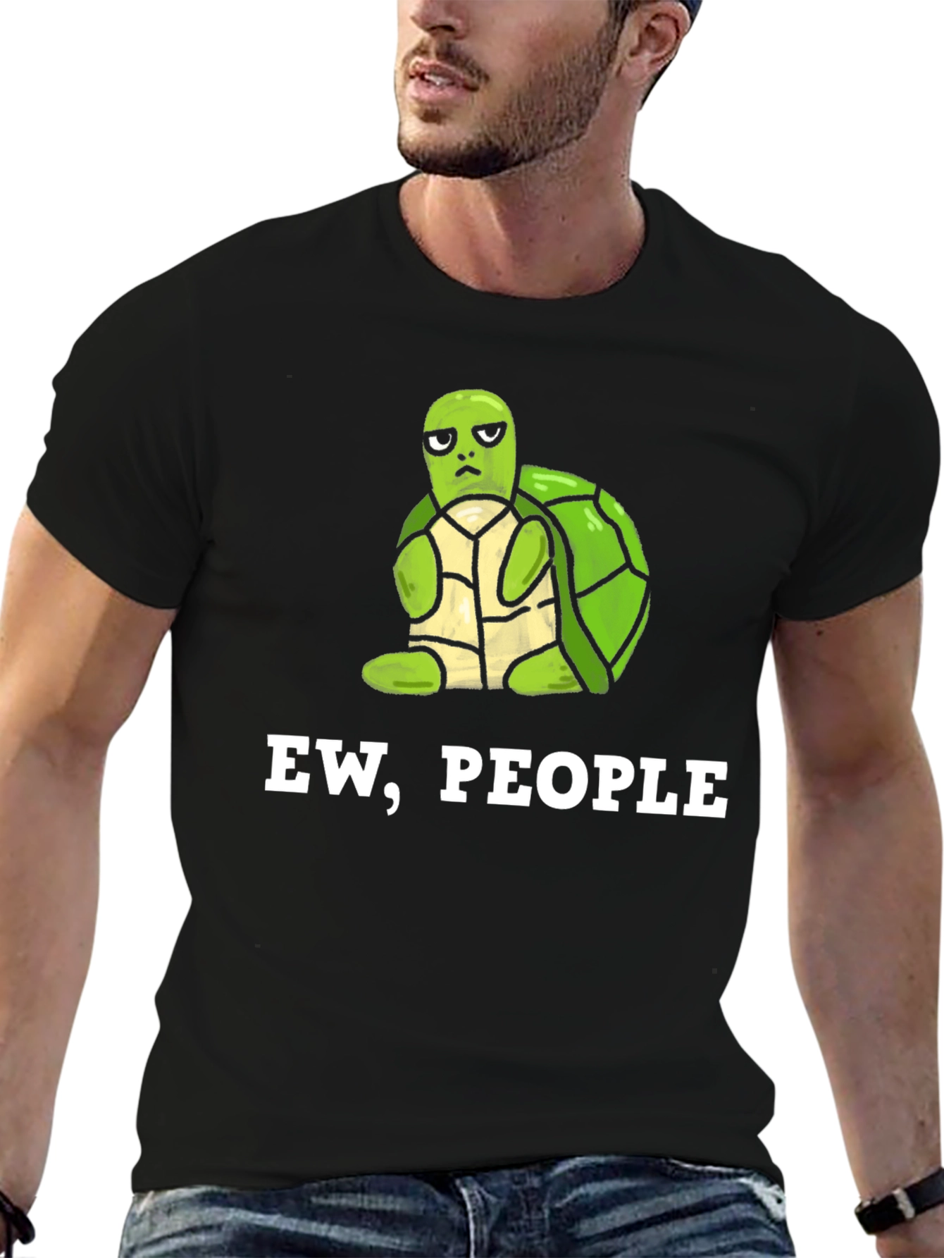 Ew People Turtle Graphic Tee - Unisex Black T-Shirt