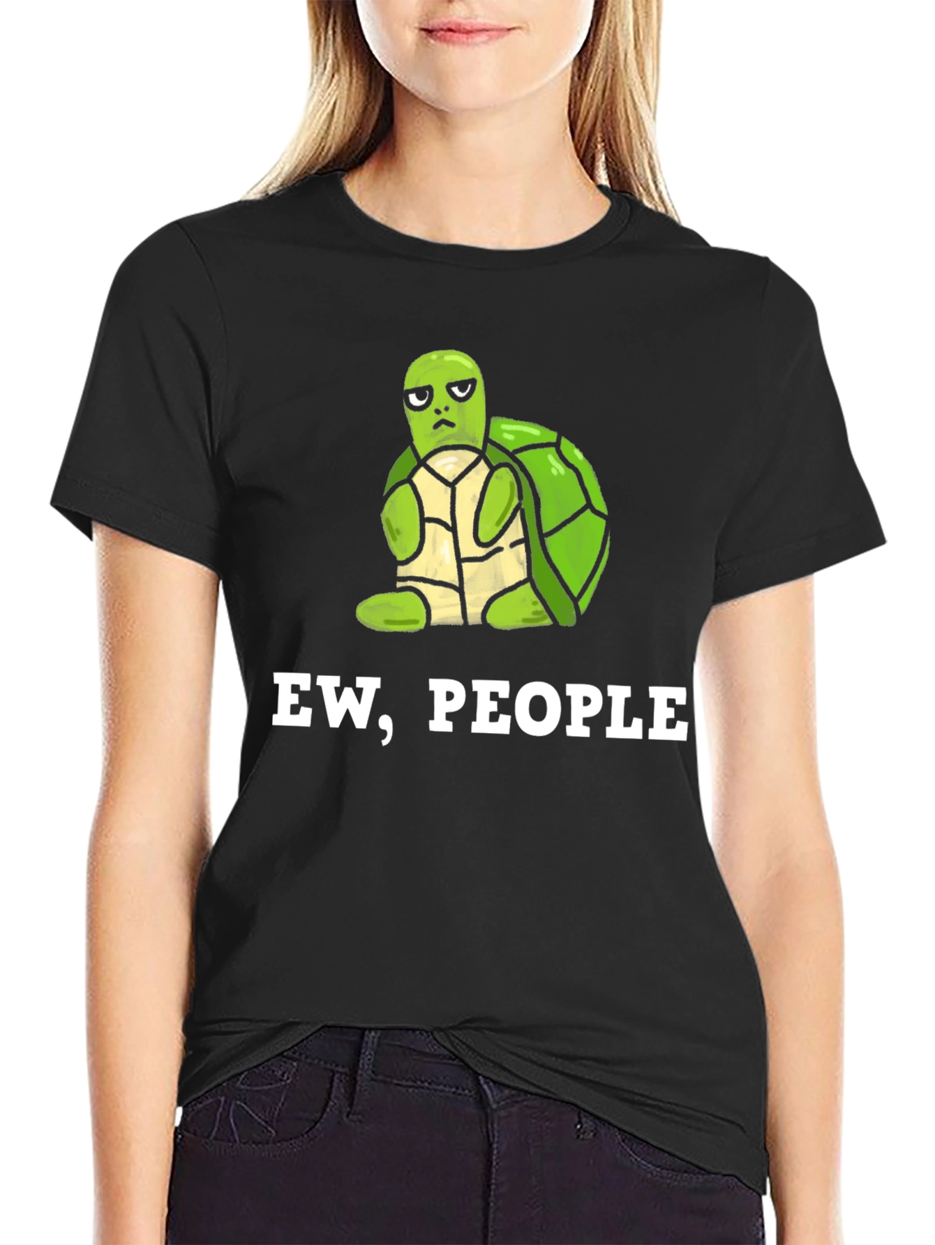 Ew People Turtle Graphic Tee - Unisex Black T-Shirt
