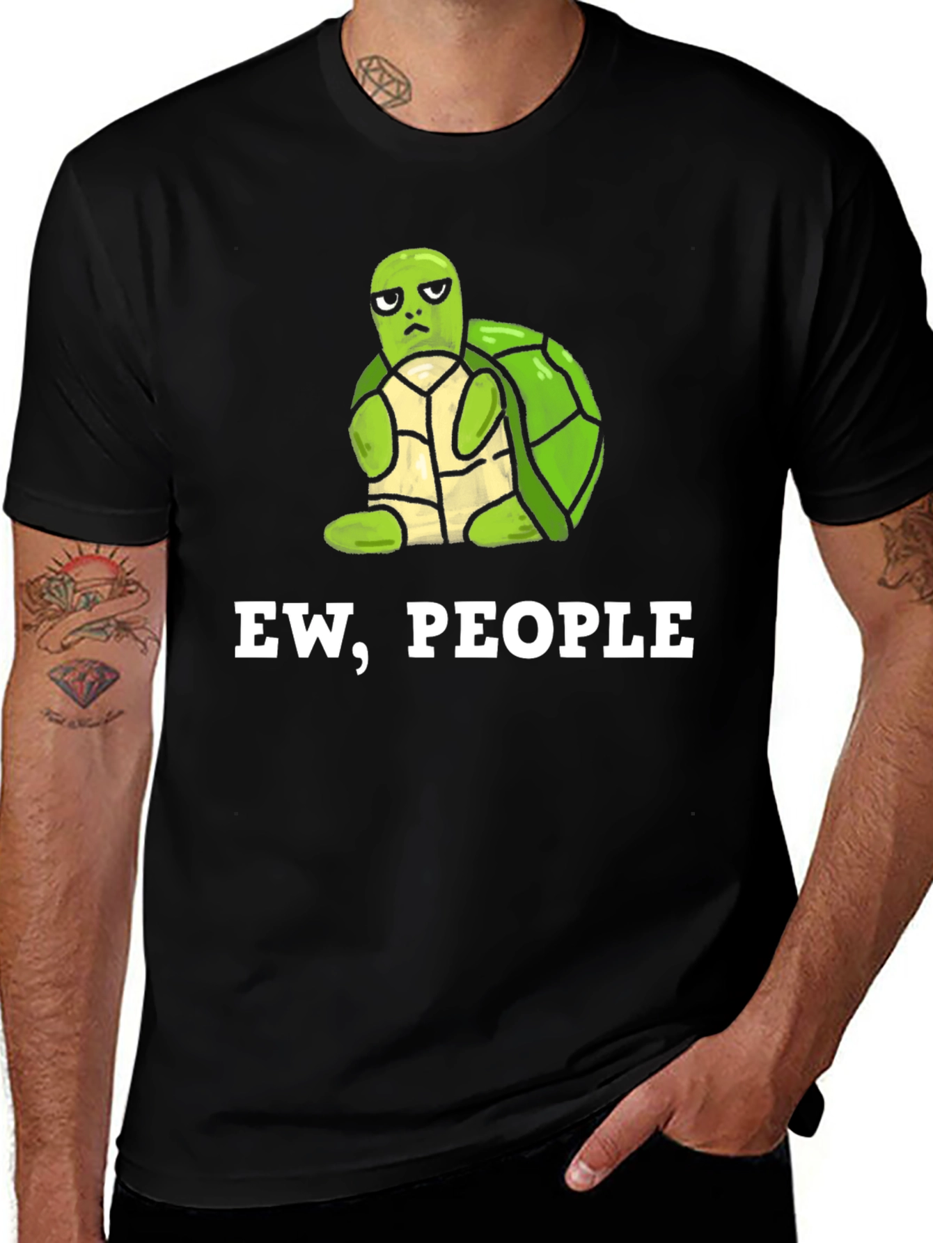 Ew People Turtle Graphic Tee - Unisex Black T-Shirt