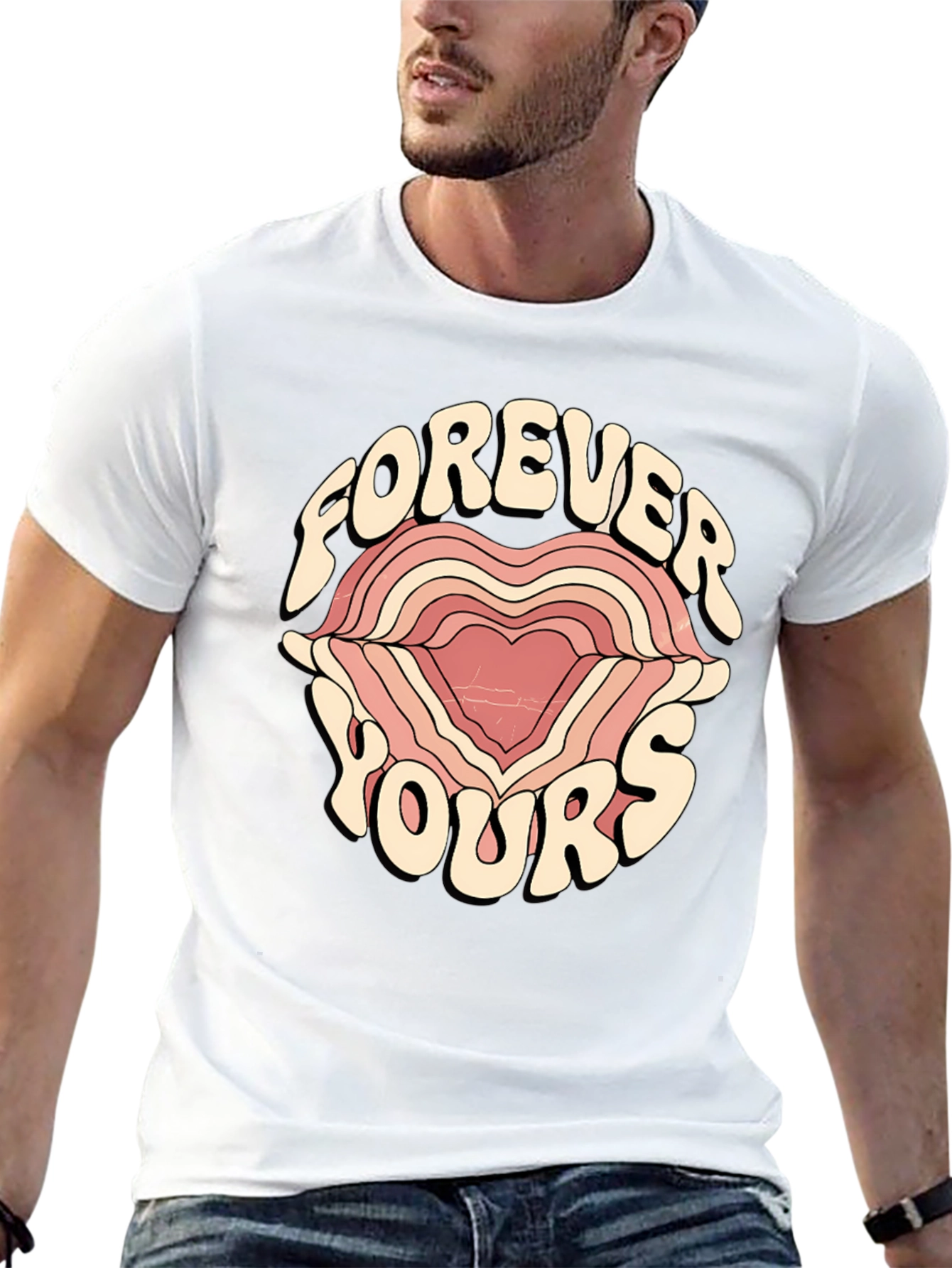 Forever Yours Graphic Tee - Retro Heart Design