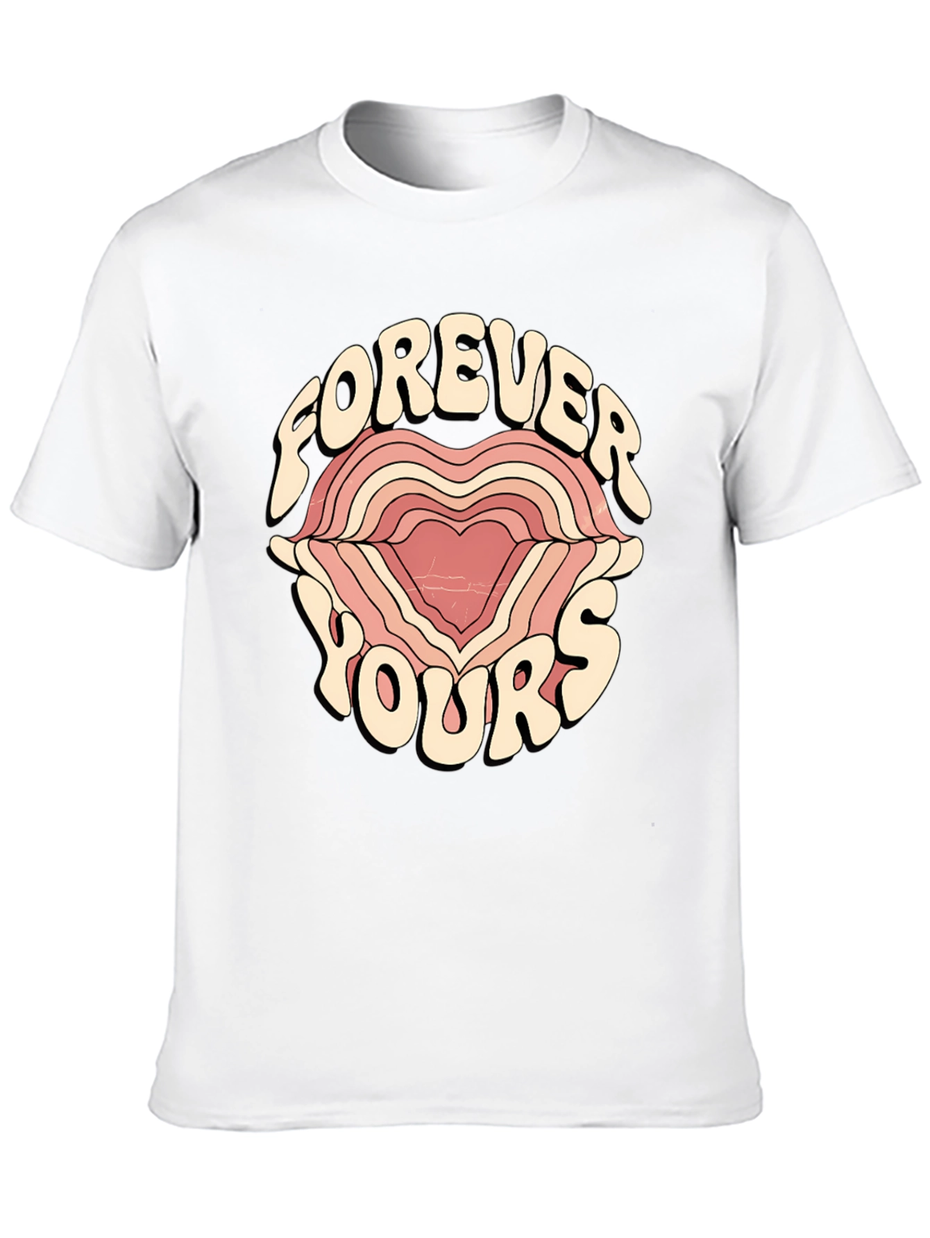 Forever Yours Graphic Tee - Retro Heart Design