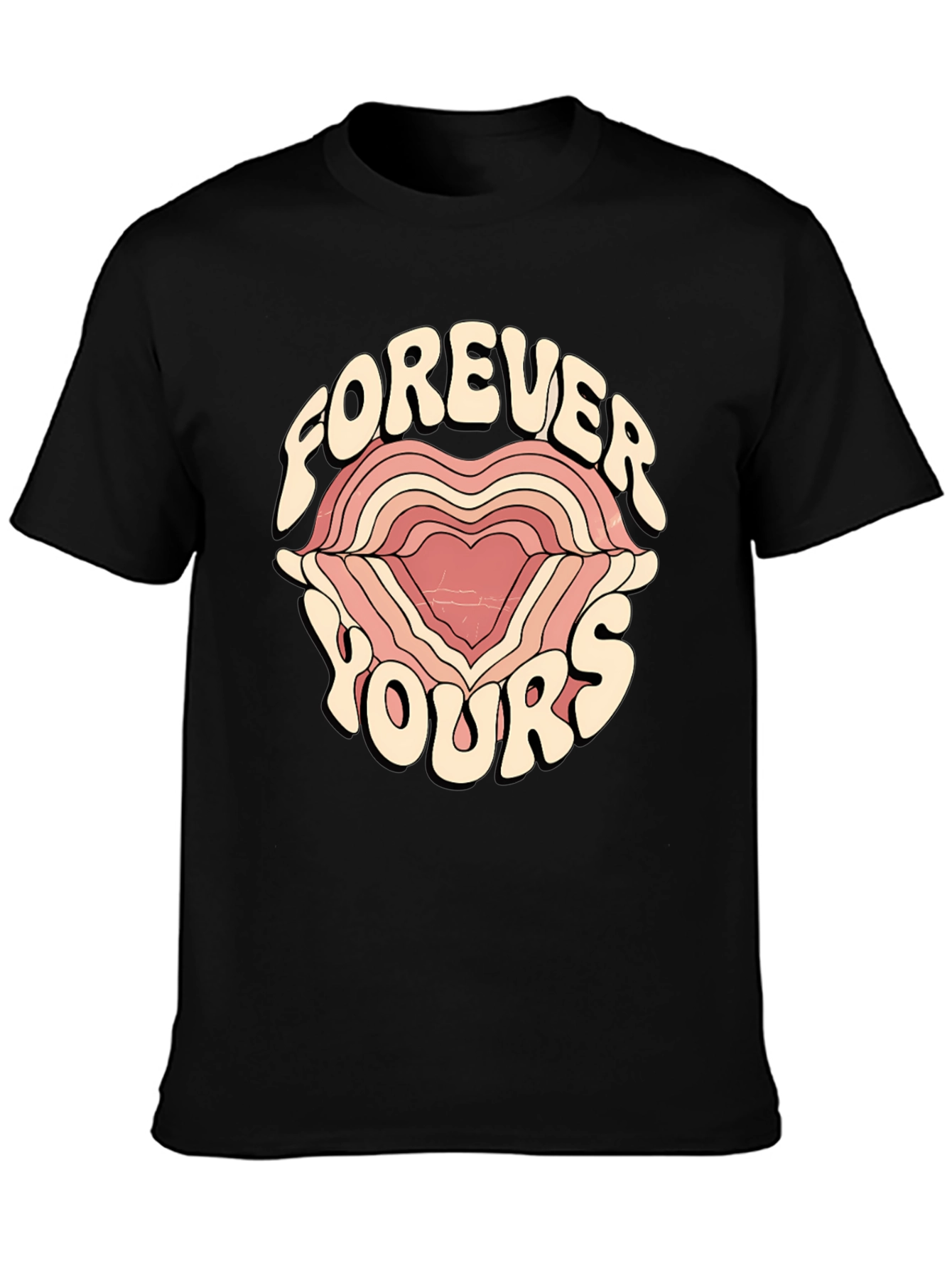 Forever Yours Graphic Tee - Retro Heart Design
