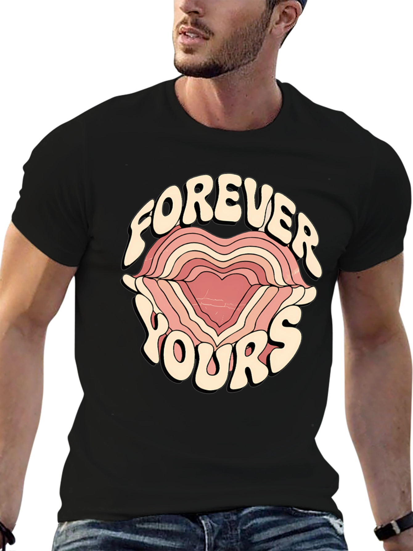 Forever Yours Graphic Tee - Retro Heart Design