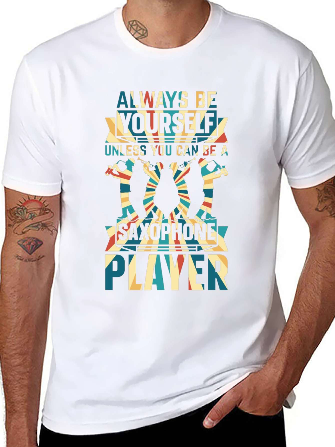 Always Be Yourself Saxophone Player Black T-Shirt