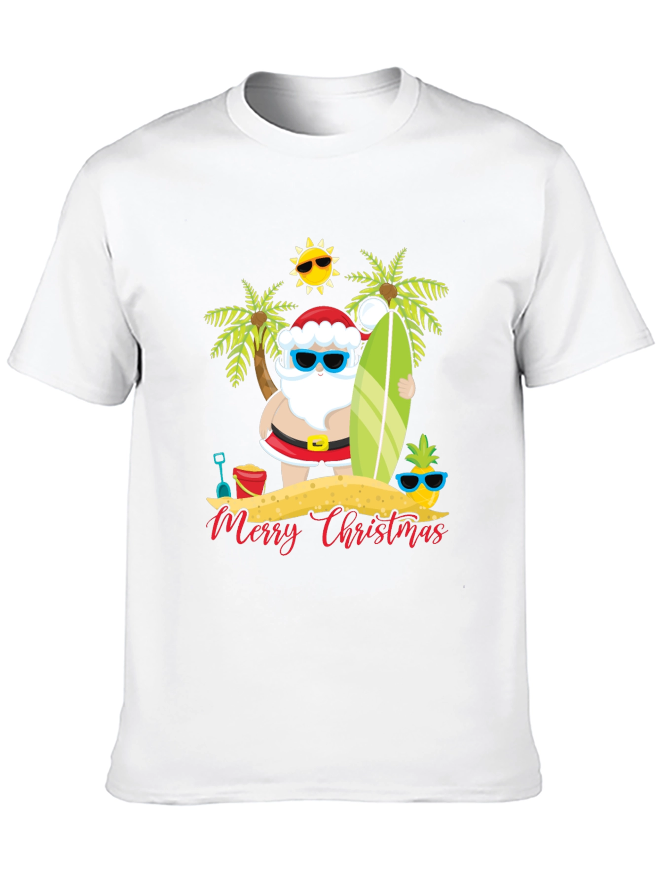 Beach Santa Merry Christmas T-Shirt