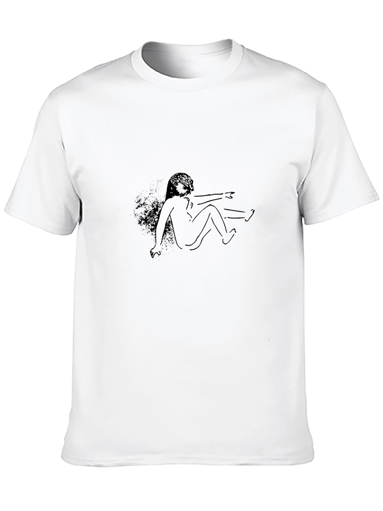 Abstract Line Art Print Black T-Shirt