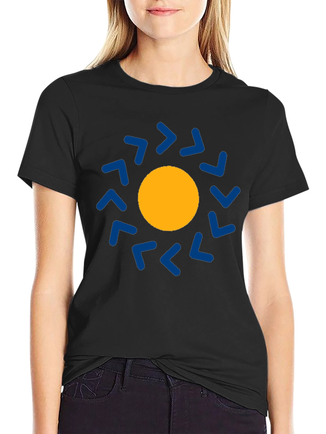Geometric Sun Graphic Tee - Modern Casual Style