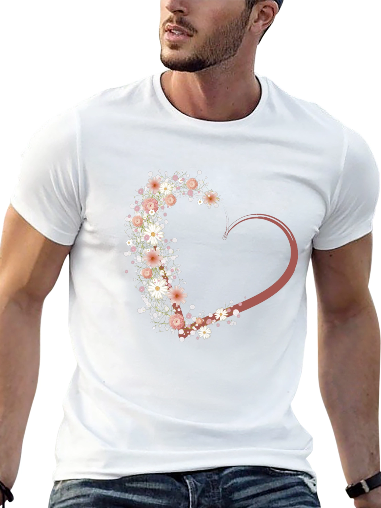 Floral Heart Graphic Tee - Stylish Casual Wear