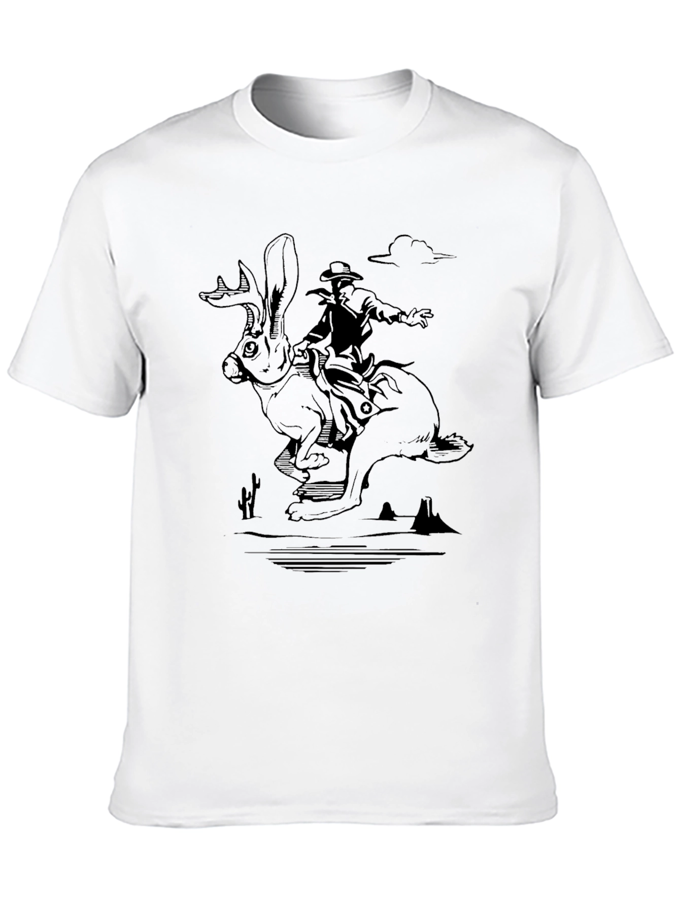 Cowboy Riding Hare T-Shirt - Western Graphic Tee