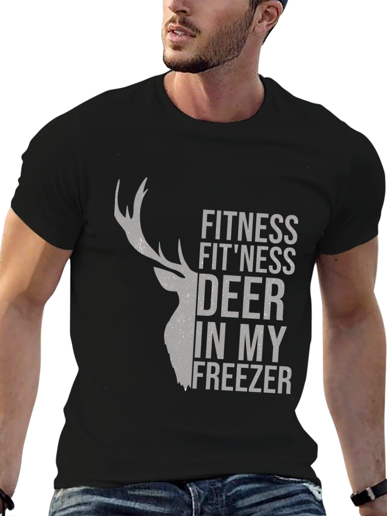 Fitness Deer Mens Graphic T-Shirt - Novelty Tee
