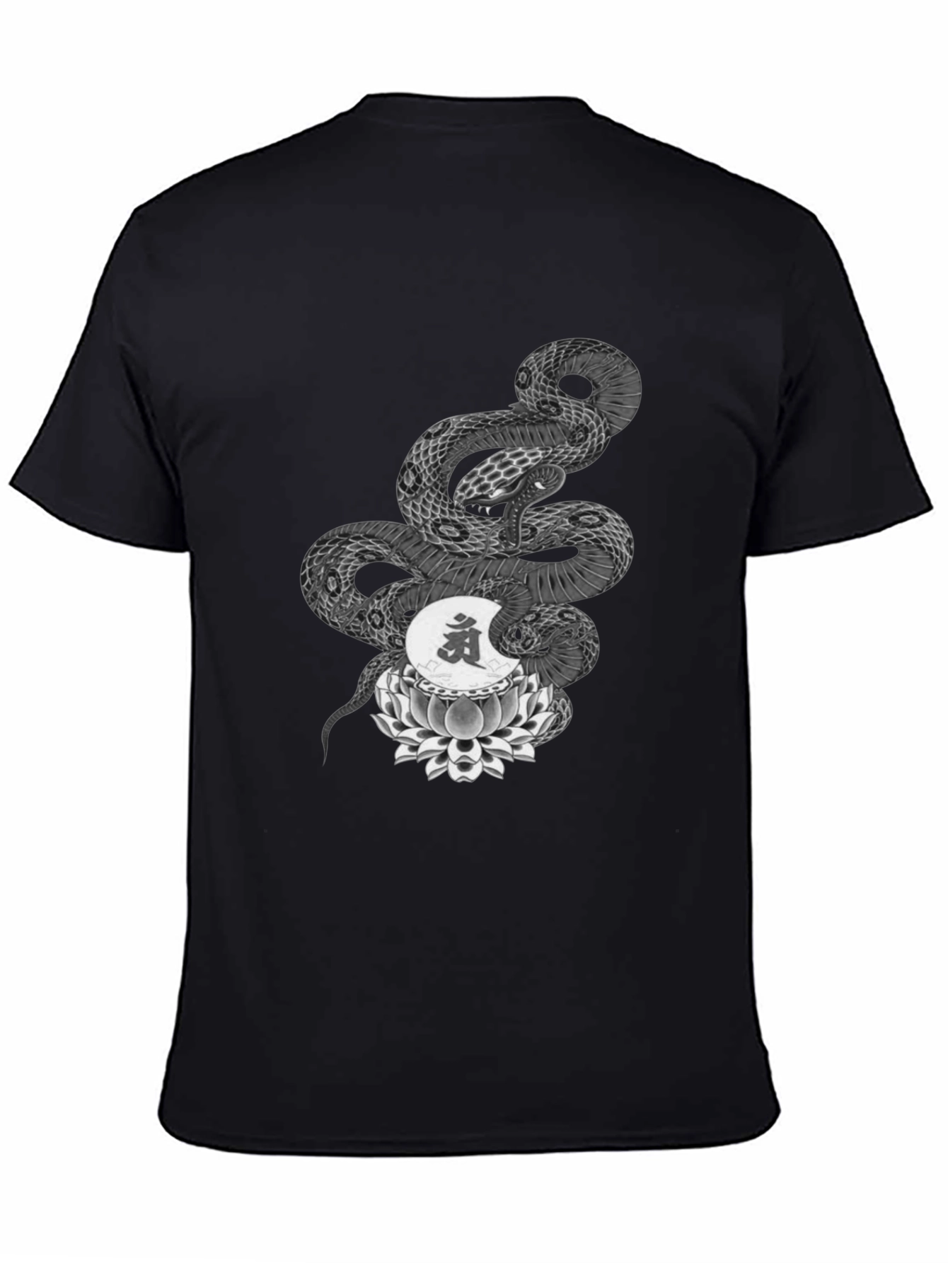 Serpent Lotus Graphic Tee - Black