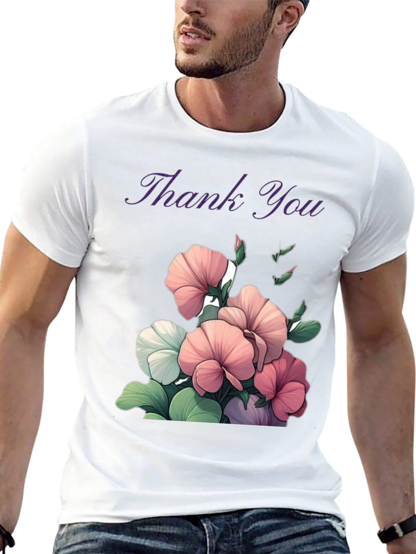 Floral Thank You Graphic T-Shirt