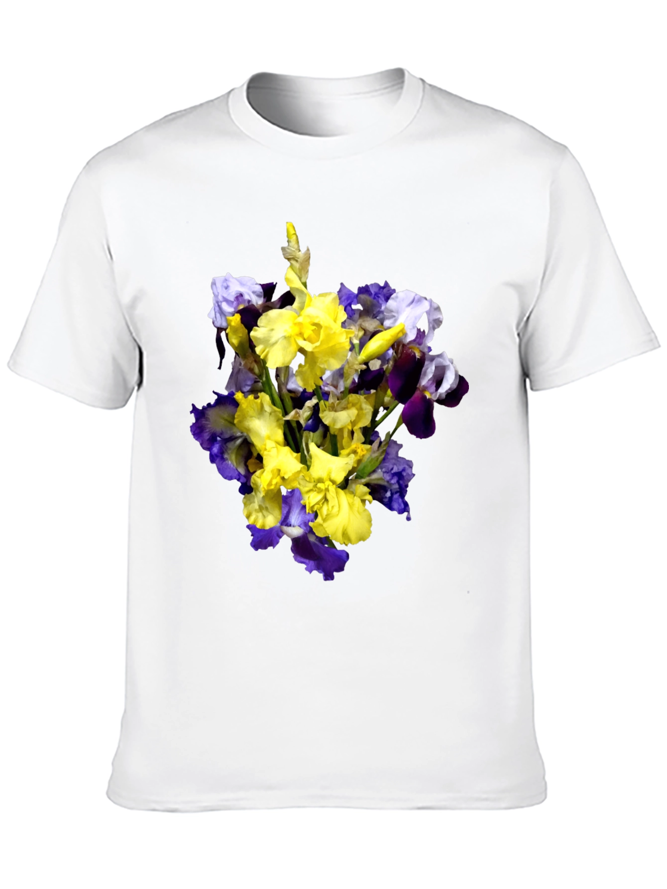 Floral Iris Bouquet Graphic Black T-Shirt