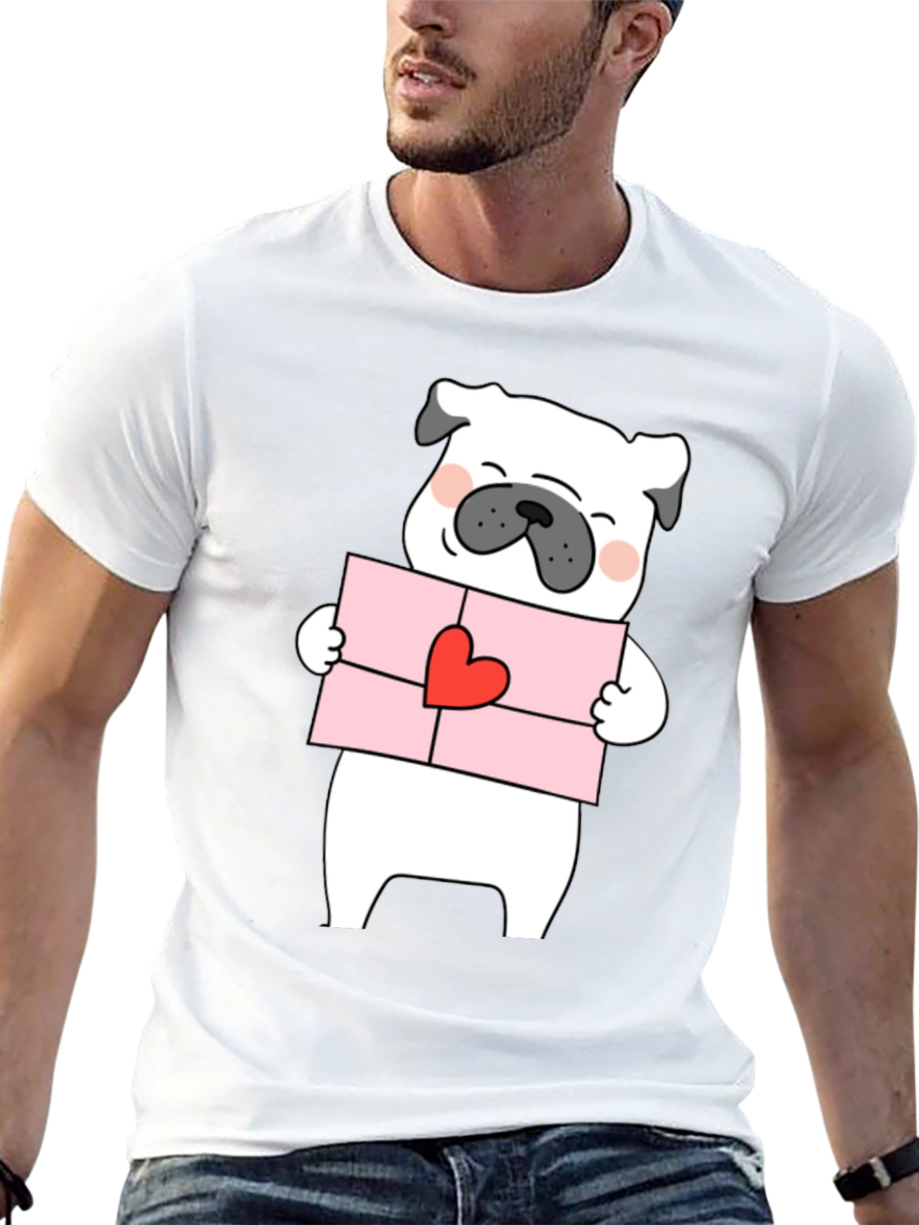 Pug Love Letter Graphic Tee - Black