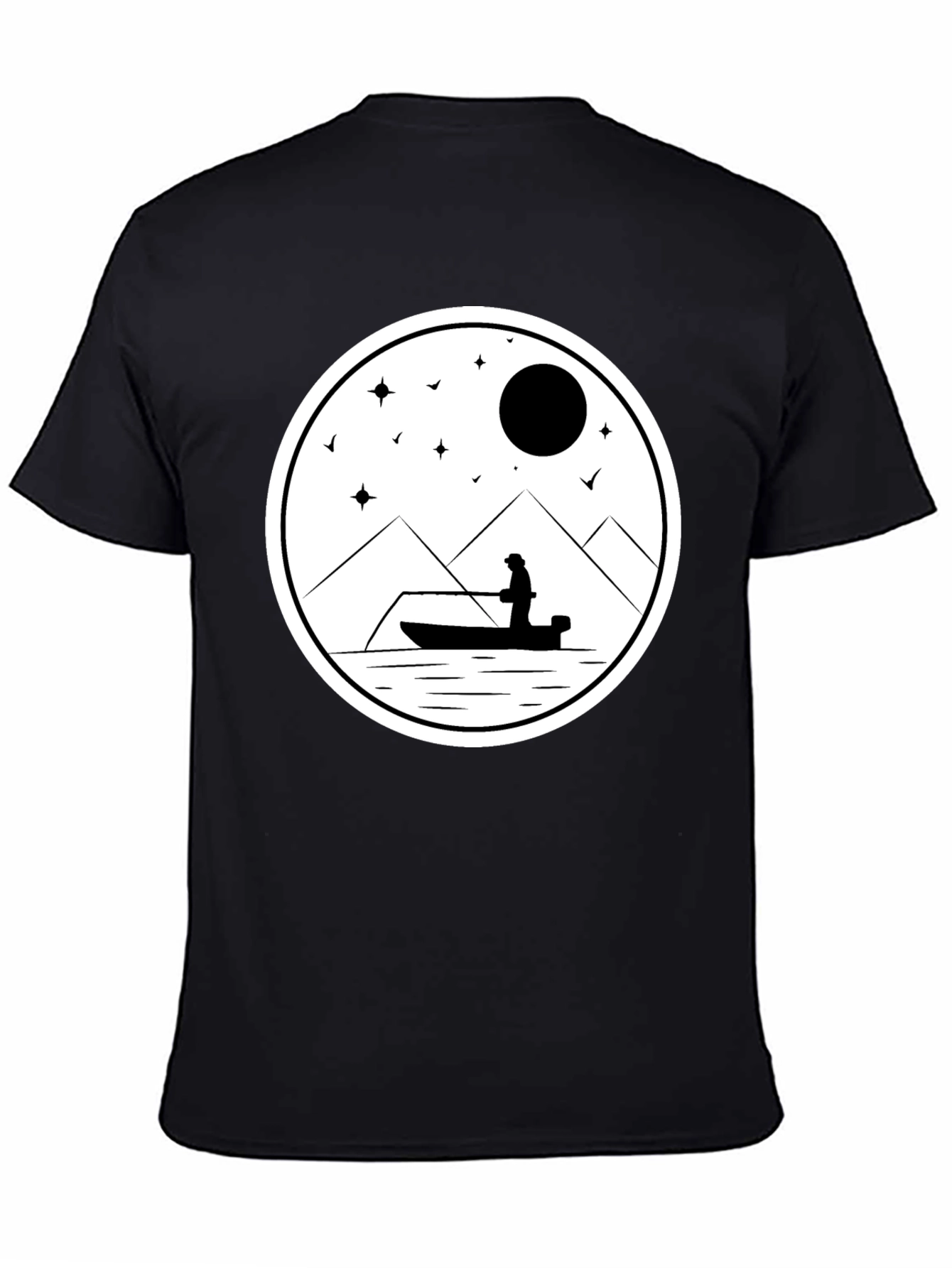 Fishing Silhouette Graphic Tee - Black