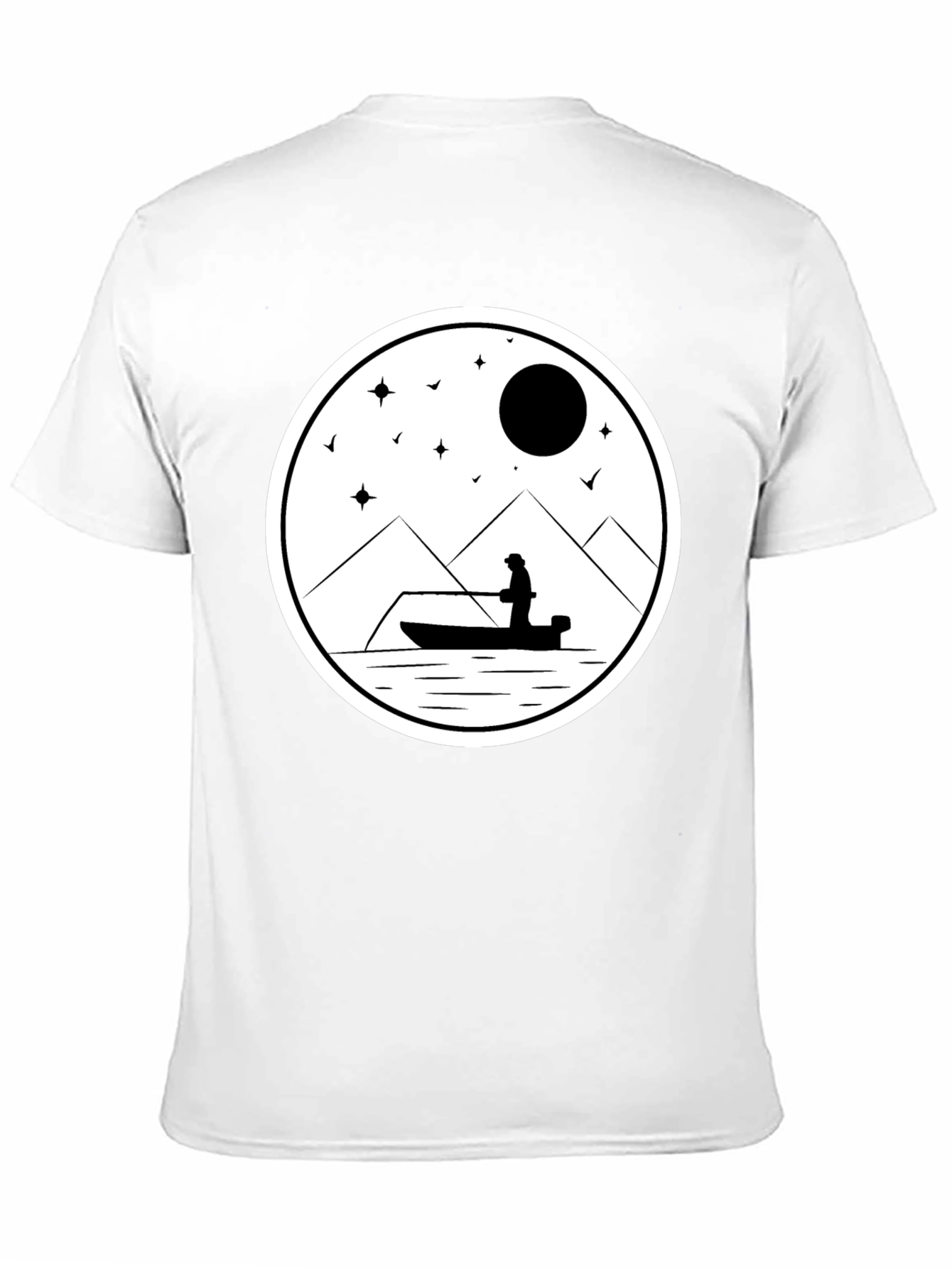 Fishing Silhouette Graphic Tee - Black