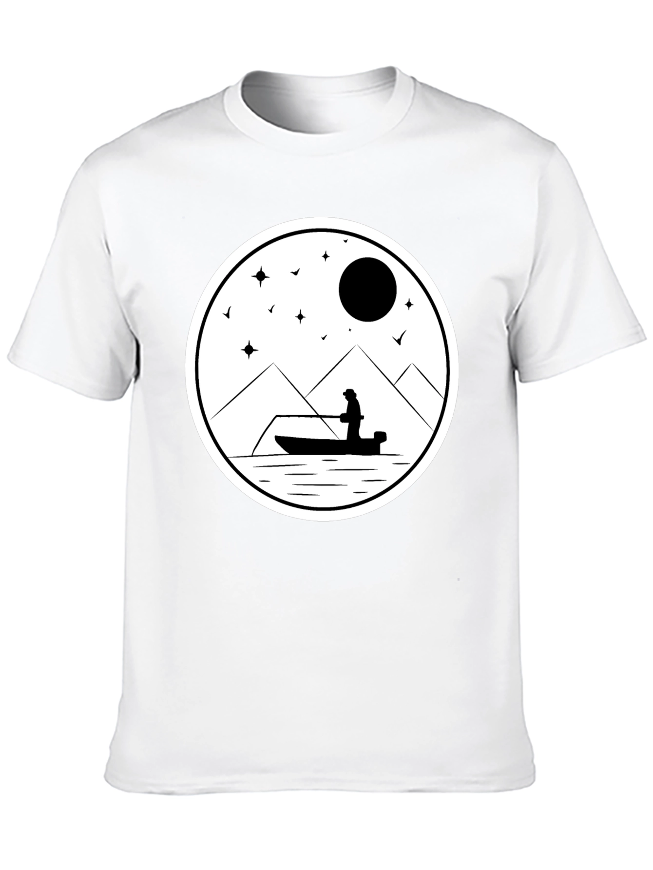 Fishing Silhouette Graphic Tee - Black