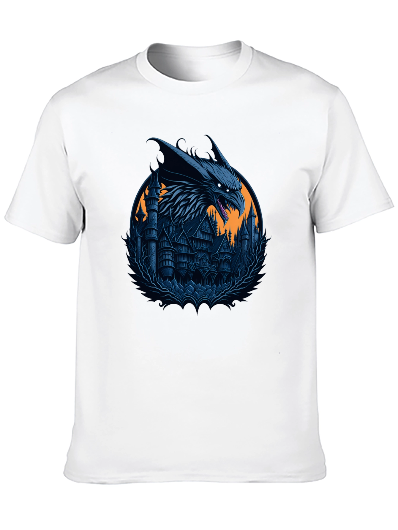 Dragon Castle Graphic T-Shirt - Dark Fantasy Style