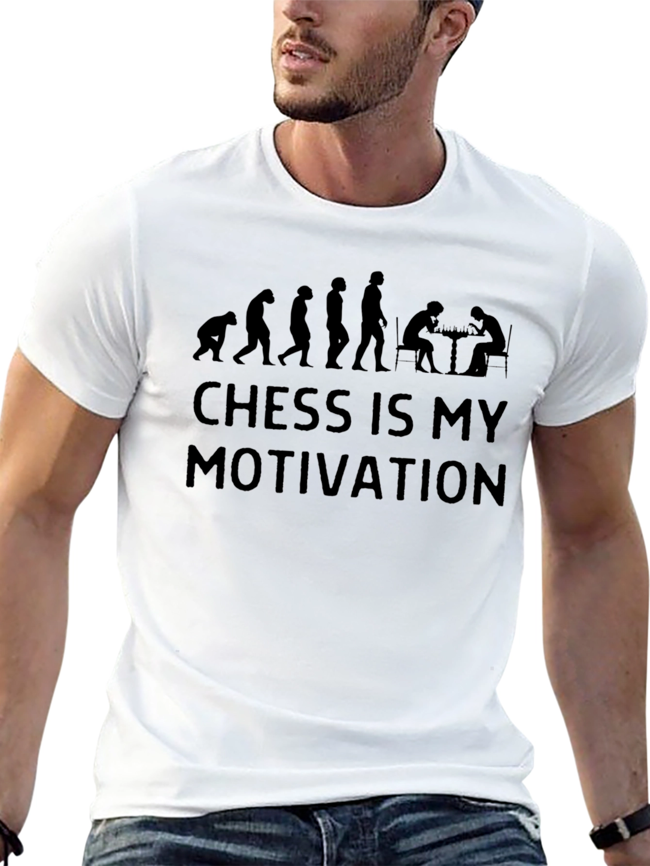 Chess Is My Motivation Black Graphic T-Shirt
